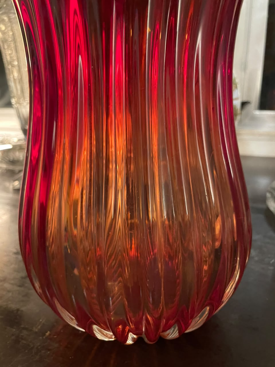 Enorme vaso de murano vermelho 