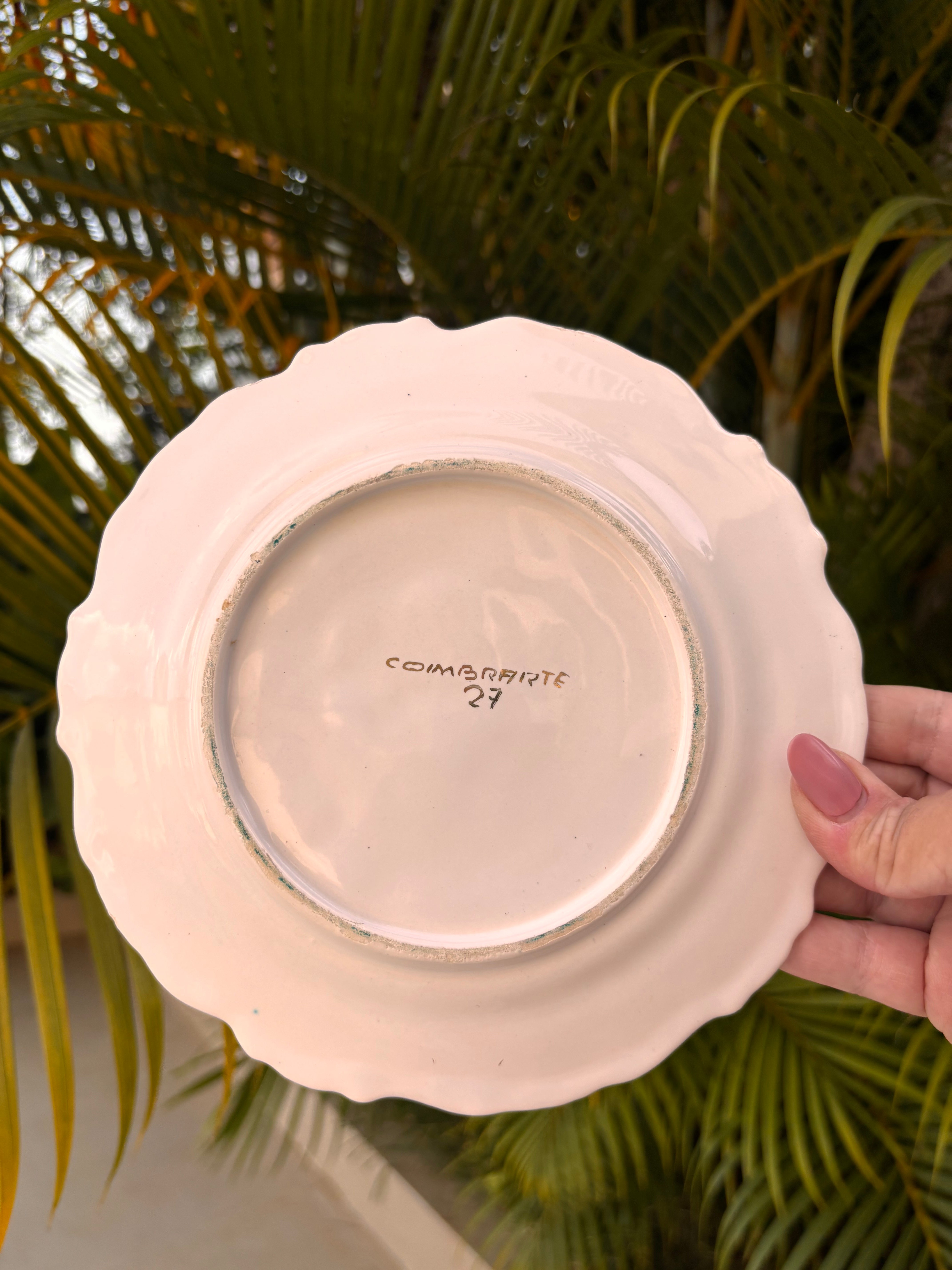 Antigo Prato Decorativo Porcelana Cena Galante Anos 50 Fios Ouro