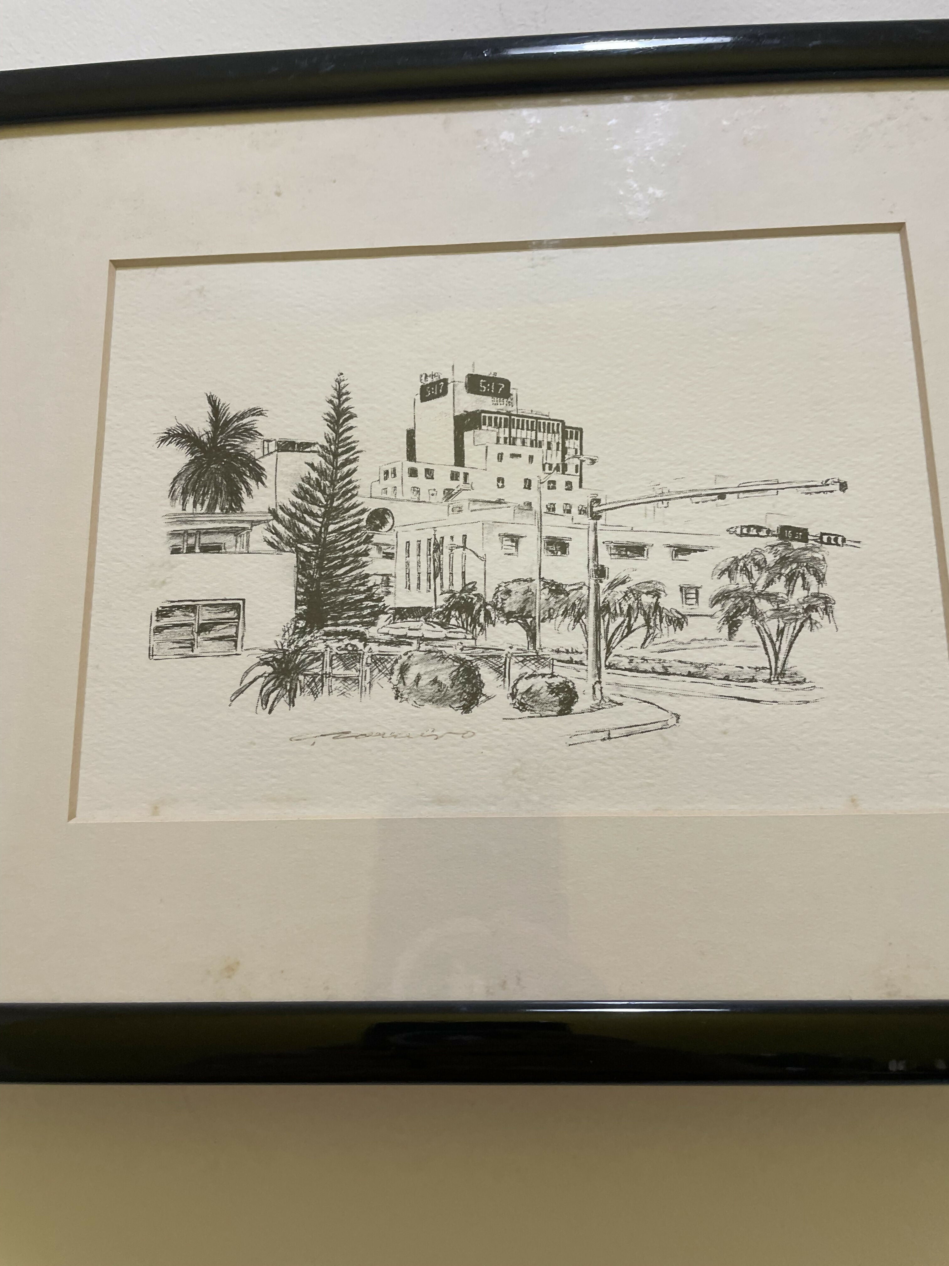 Quadro com Gravura urbana emoldurada