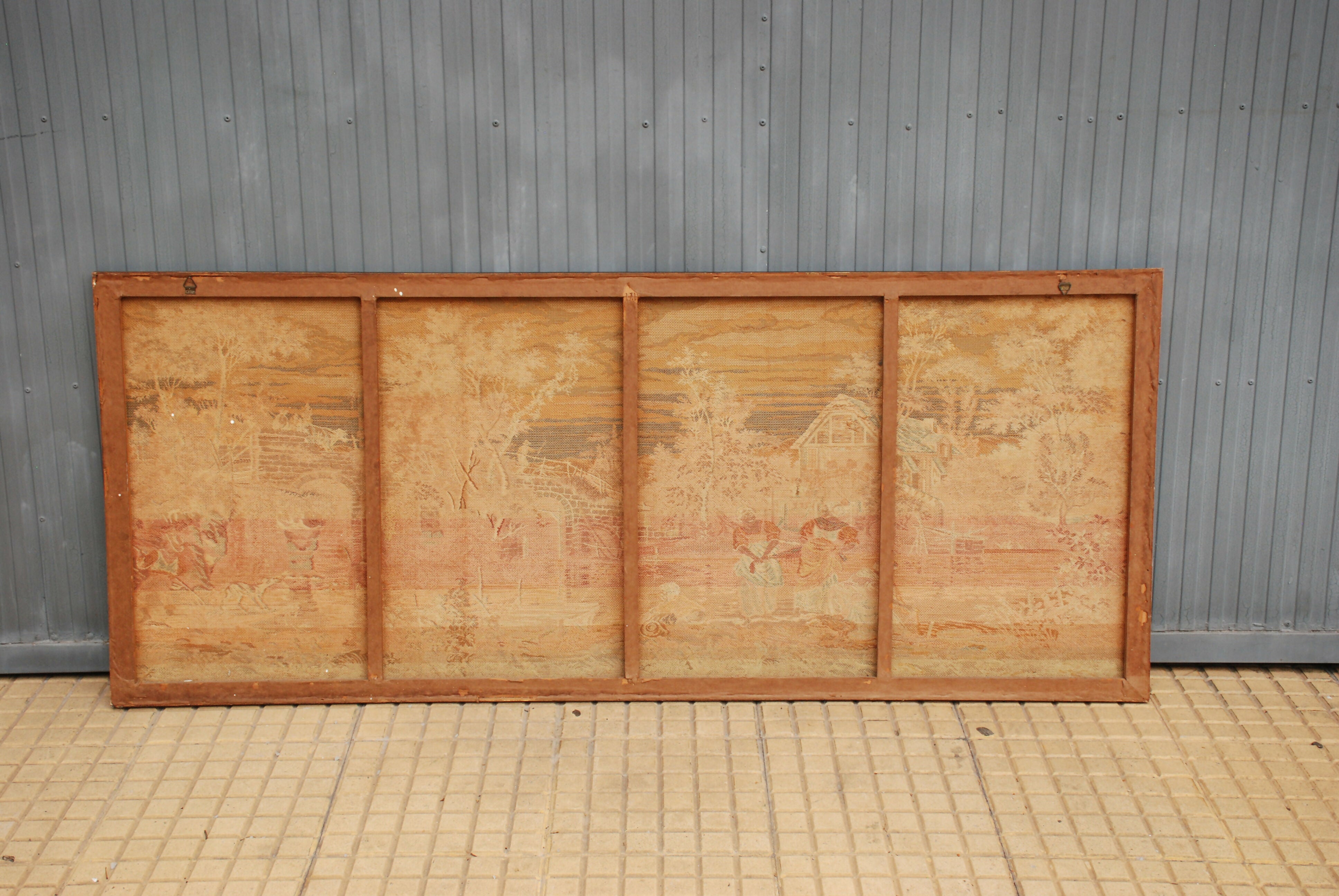 quadro italiano em tecido gobelen anos 60 - 70 - 1,60 X 0,67 com selo