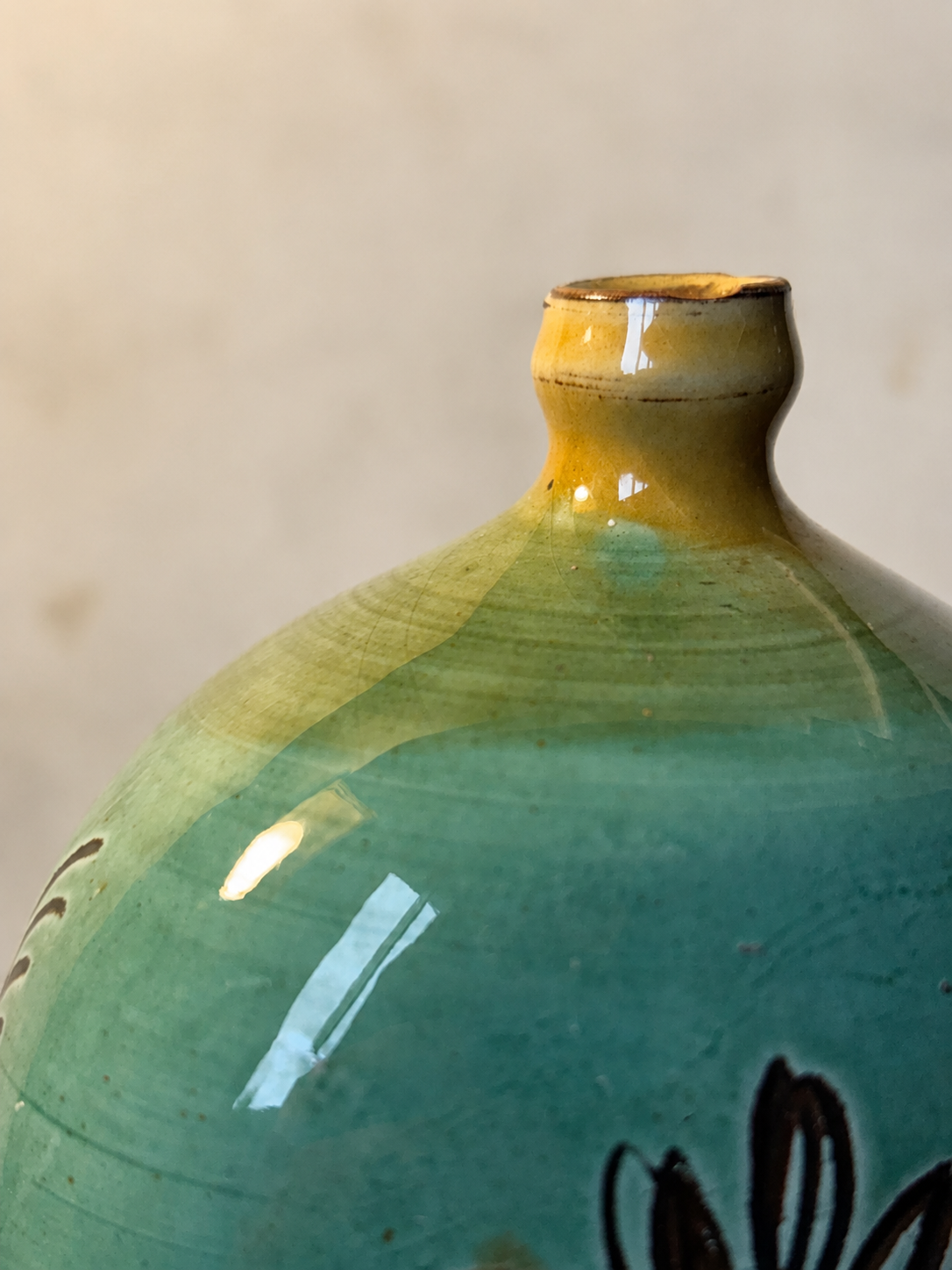 Butella húngara em cerâmica esmaltada em verde turquesa (DMCPS_485)