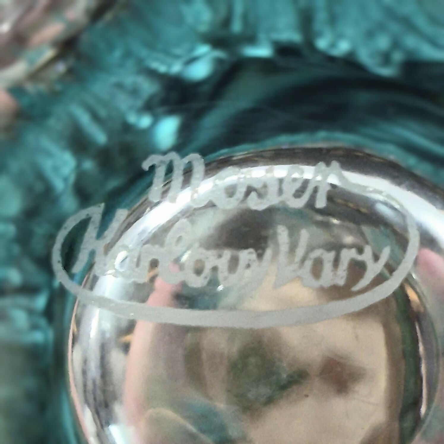 Vaso em bloco de cristal Moser em cor água marinha maravilhoso e impecável!