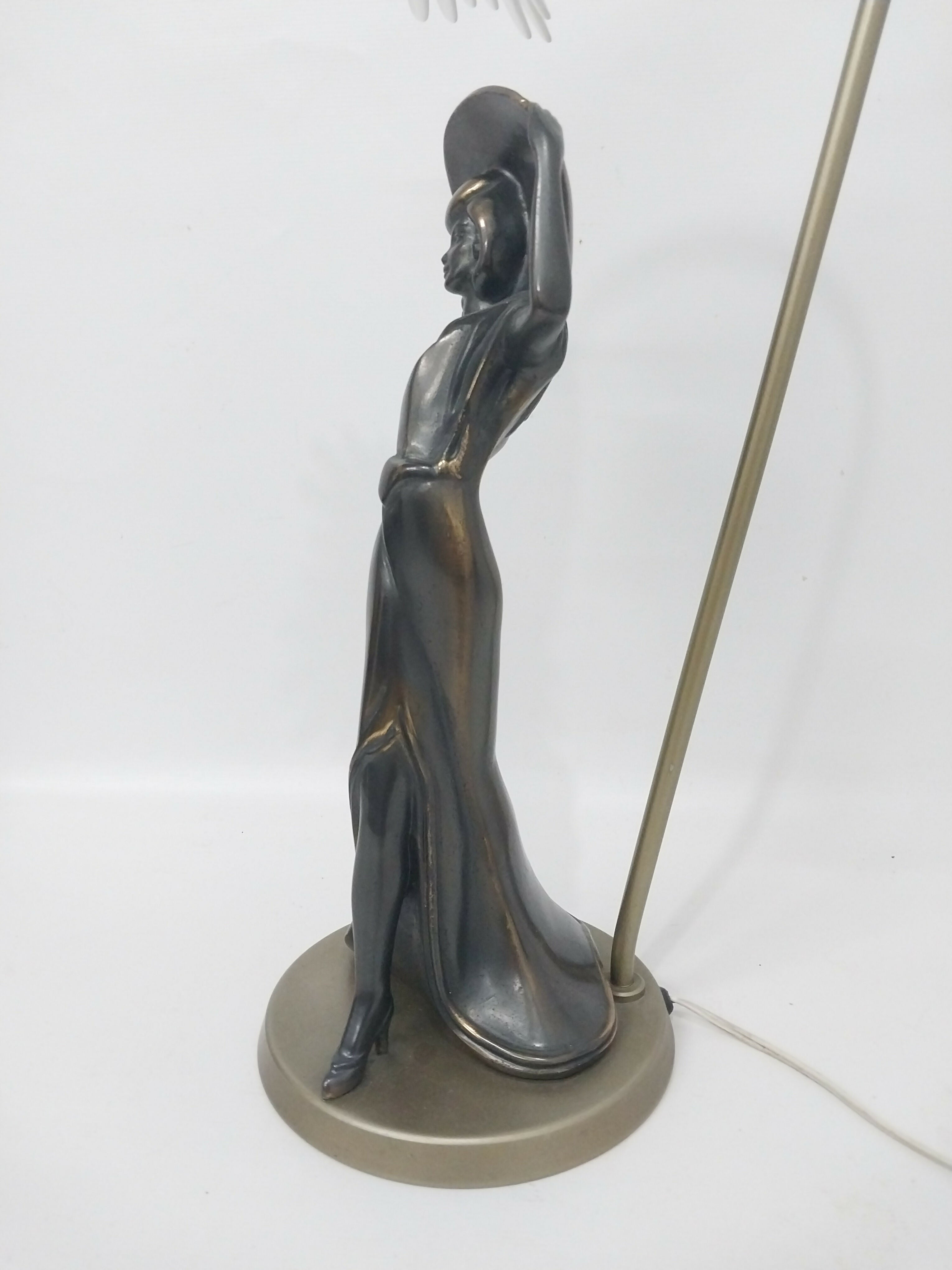Luminária de Mesa Antiga em Petit Bronze Art Deco