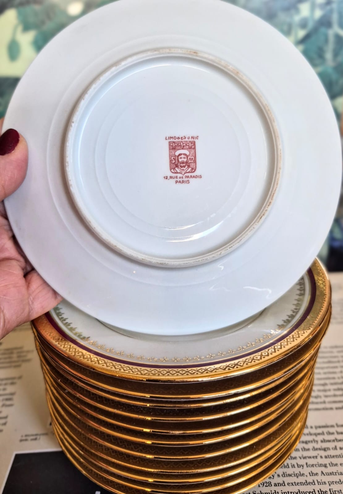 Conjunto de 12 pratos de pão em porcelana vintage espetacular francesa Limoges Unic, anos 50