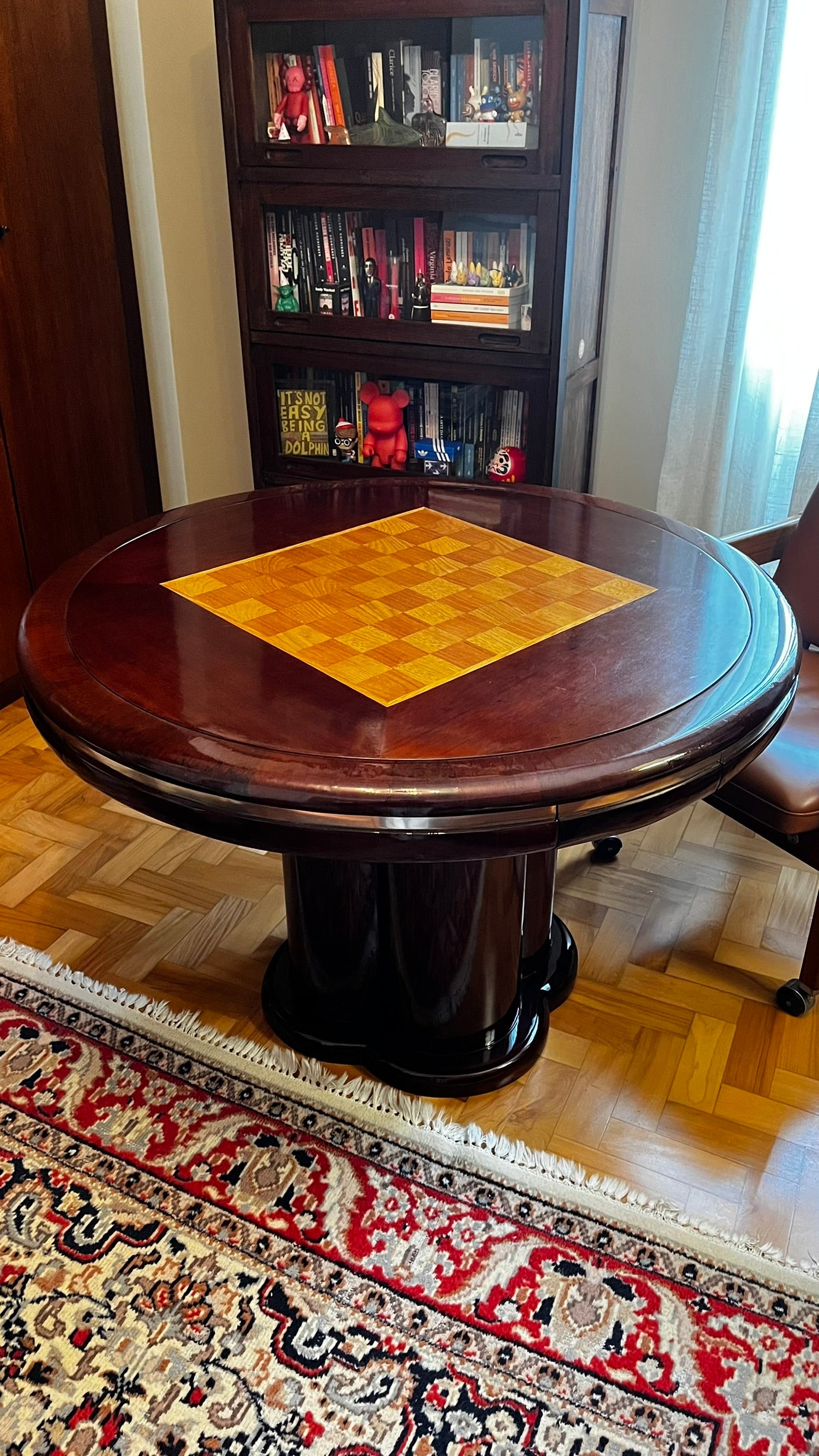 Mesa de Jogos Vintage com Tampo Reversível e 4 Gavetas