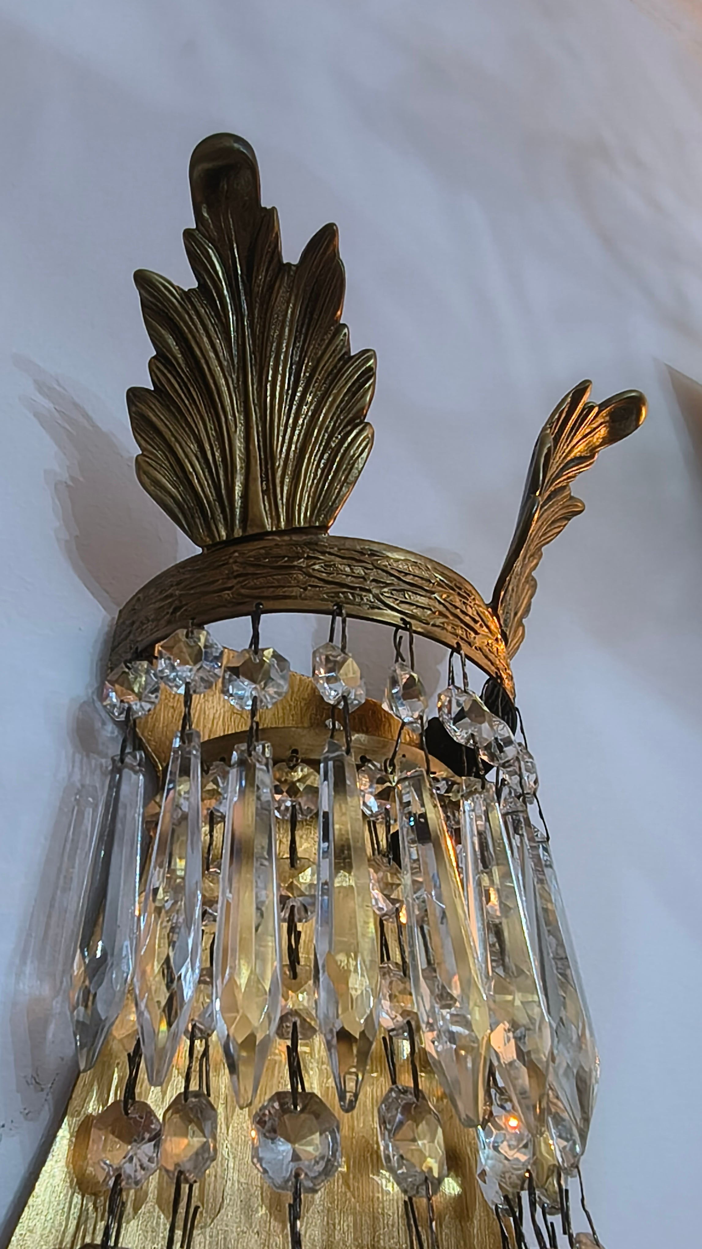 Par de Arandelas Império em cristal e bronze - restauradas