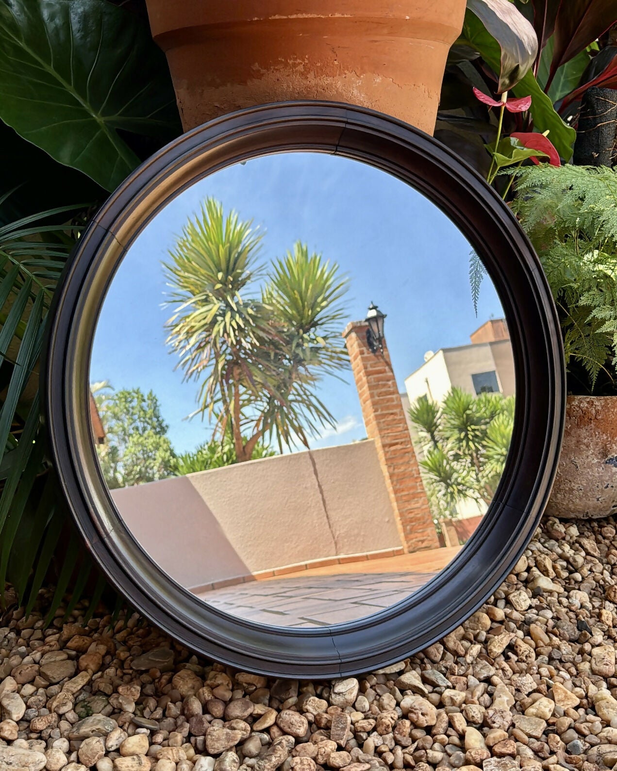 Espelho redondo em jacarandá