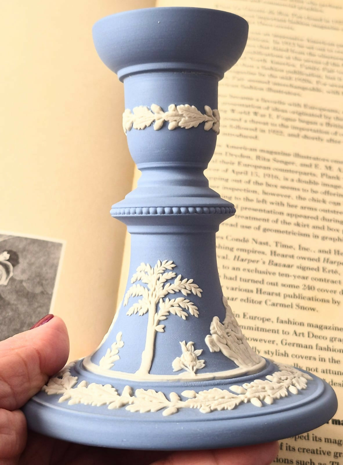 Castiçal em jasperware inglês Wedgwood, lindíssimo e impecável!