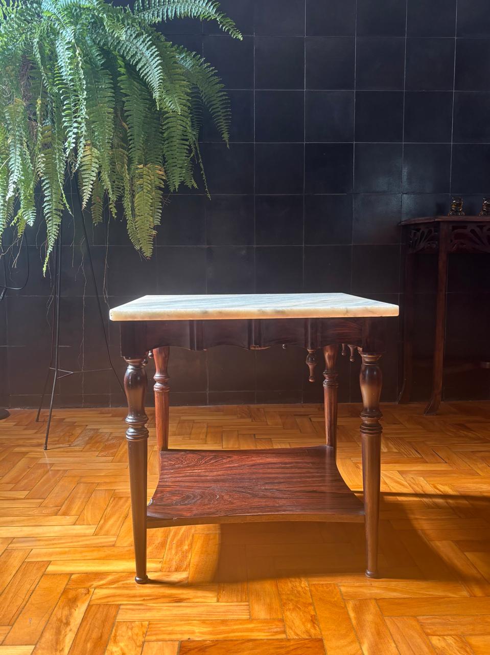 Mesa em jacarandá retangular com tampo de mármore (DMCPS_077)