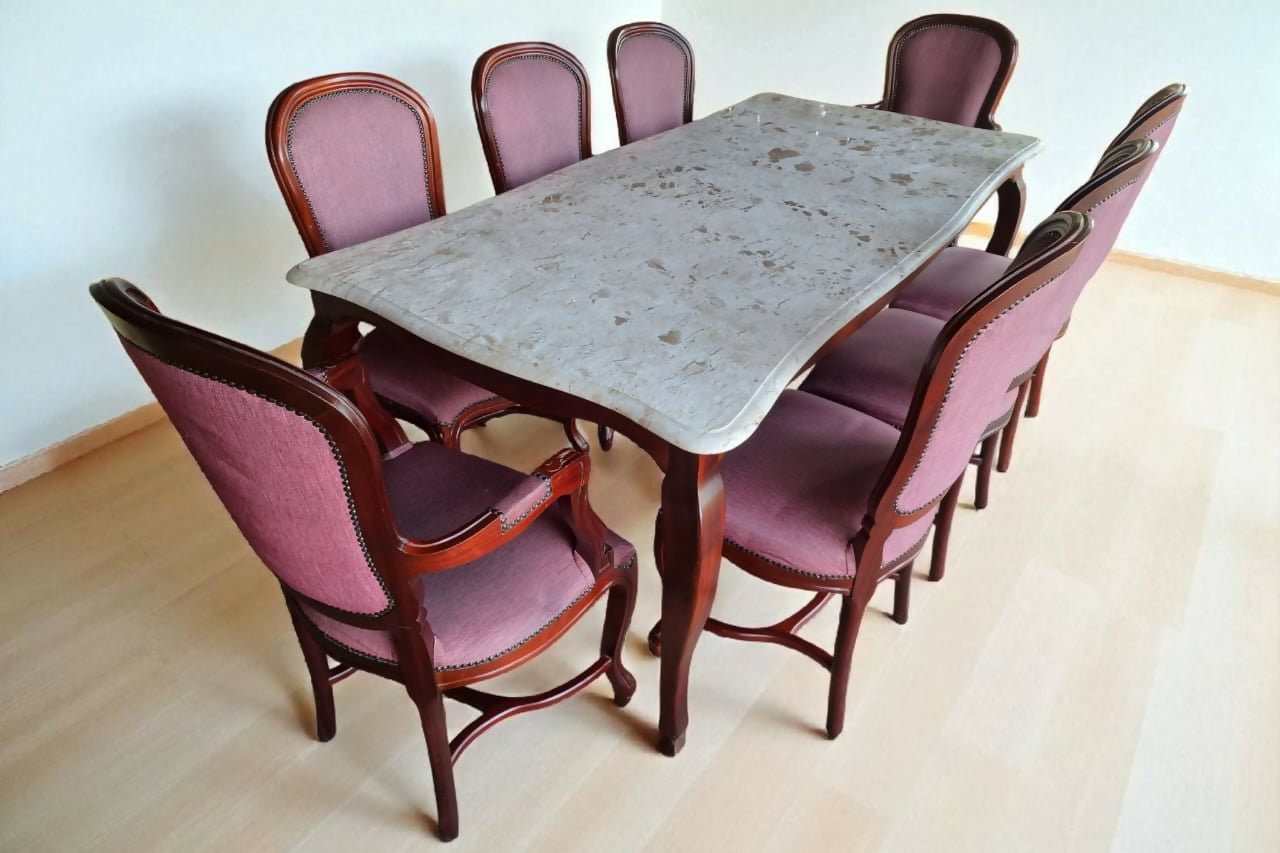 Mesa de Jantar 8 Cadeiras Clássica Luis XV