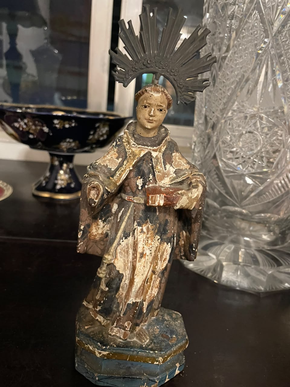 Santo Antônio em madeira e prata de lei