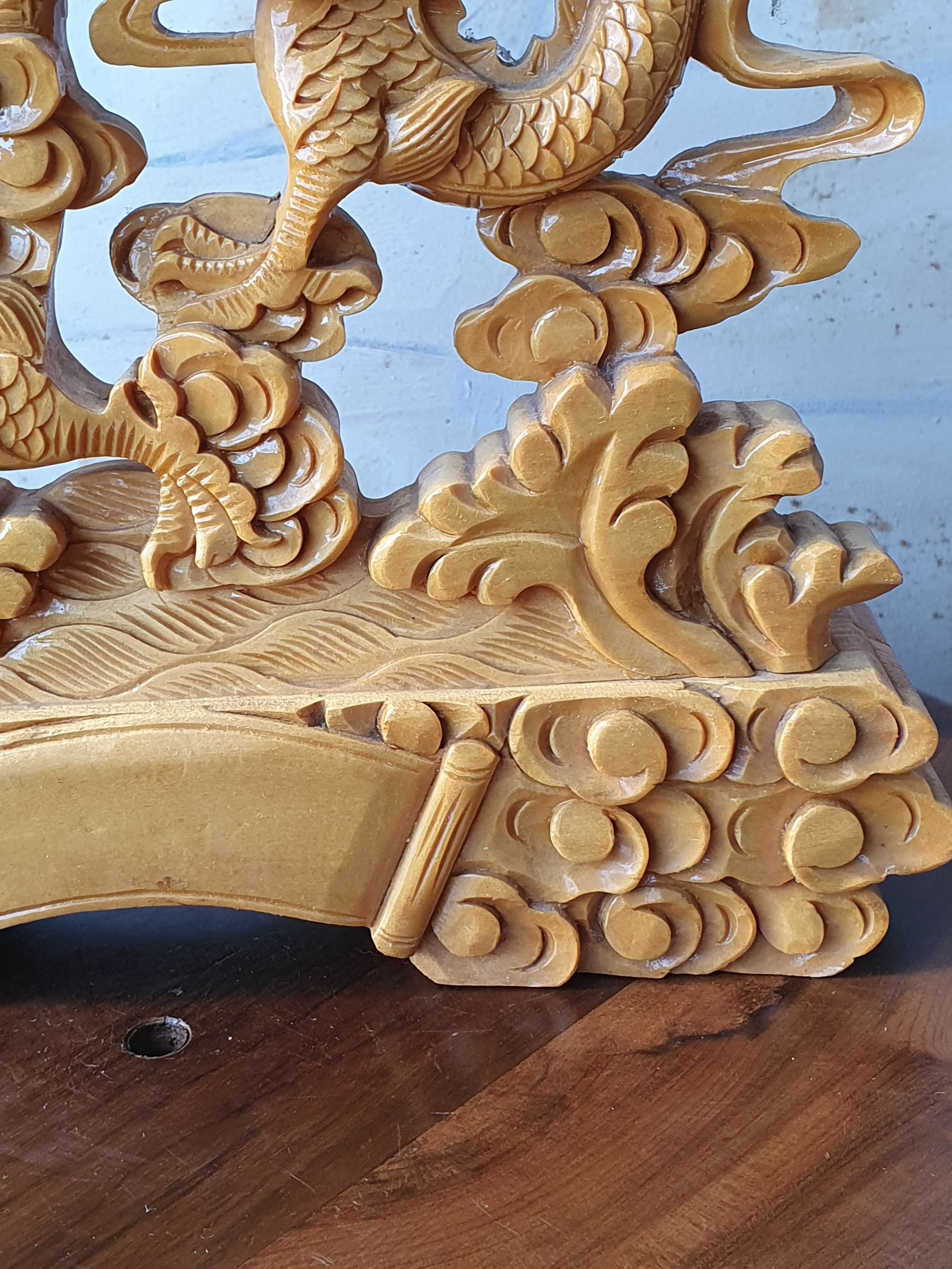 Escultura chinesa de dragão, século XX, esculpida à mão