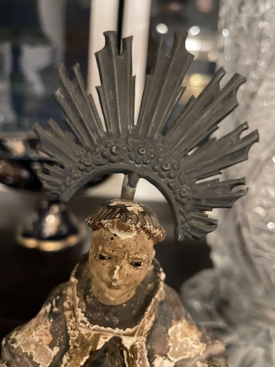 Santo Antônio em madeira e prata de lei