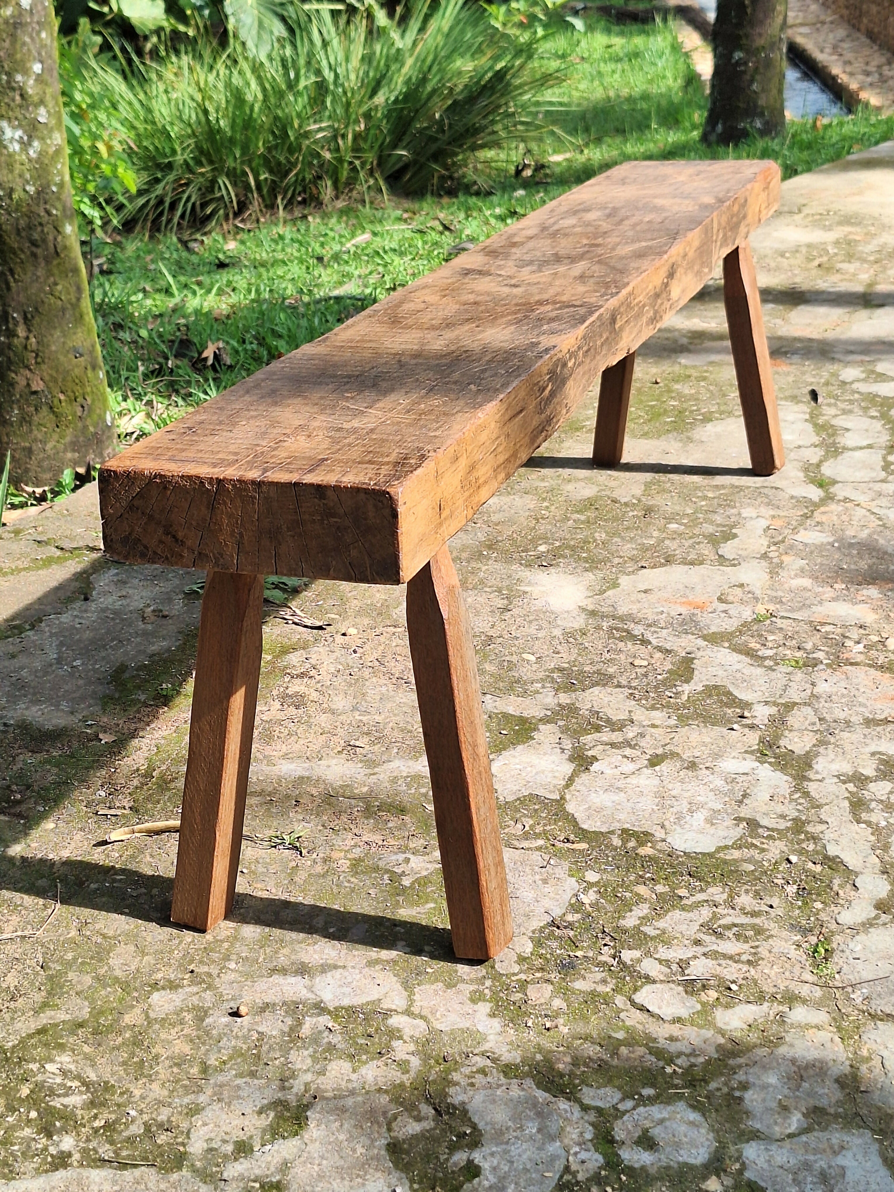 Banco de Dormente Rústico Madeira Maciça Garimpo Mineiro