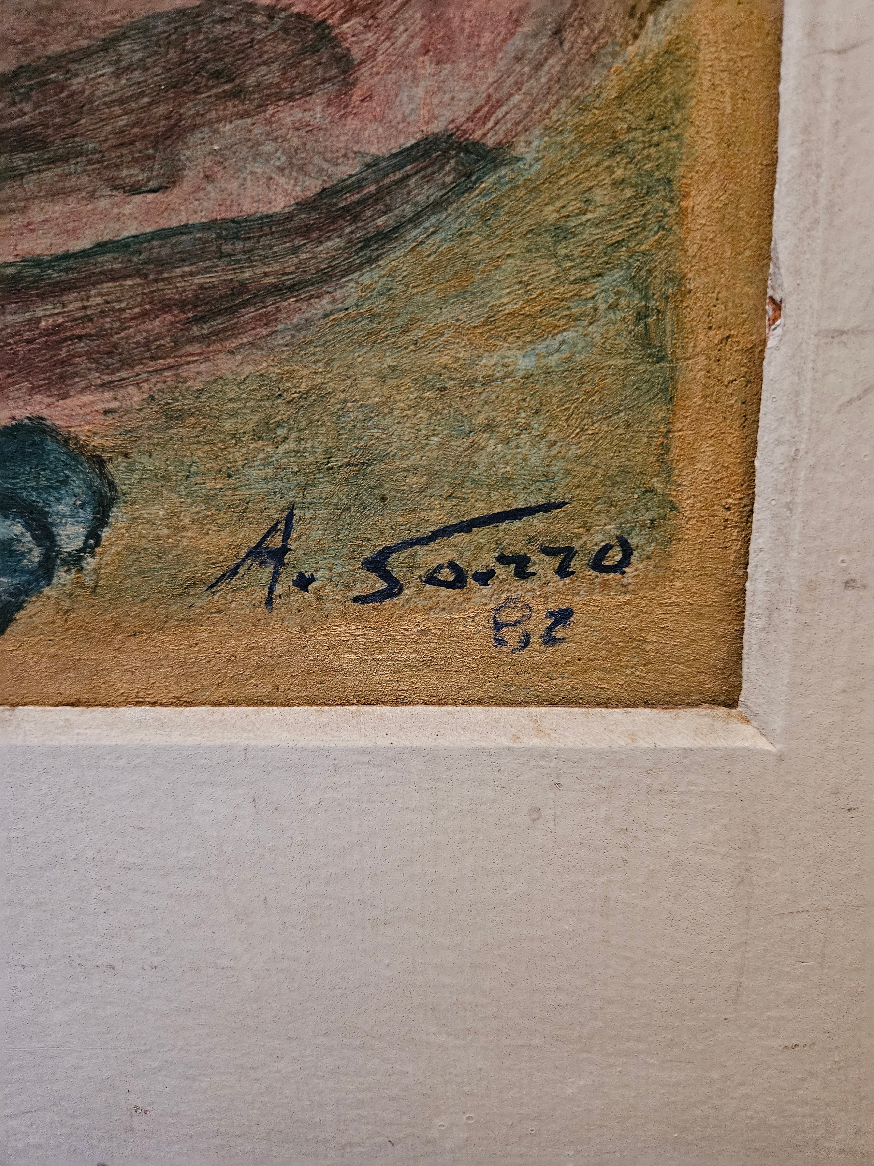 Quadro Pintura Adélio Sarro - Ano 1982 (Giz Pastel)