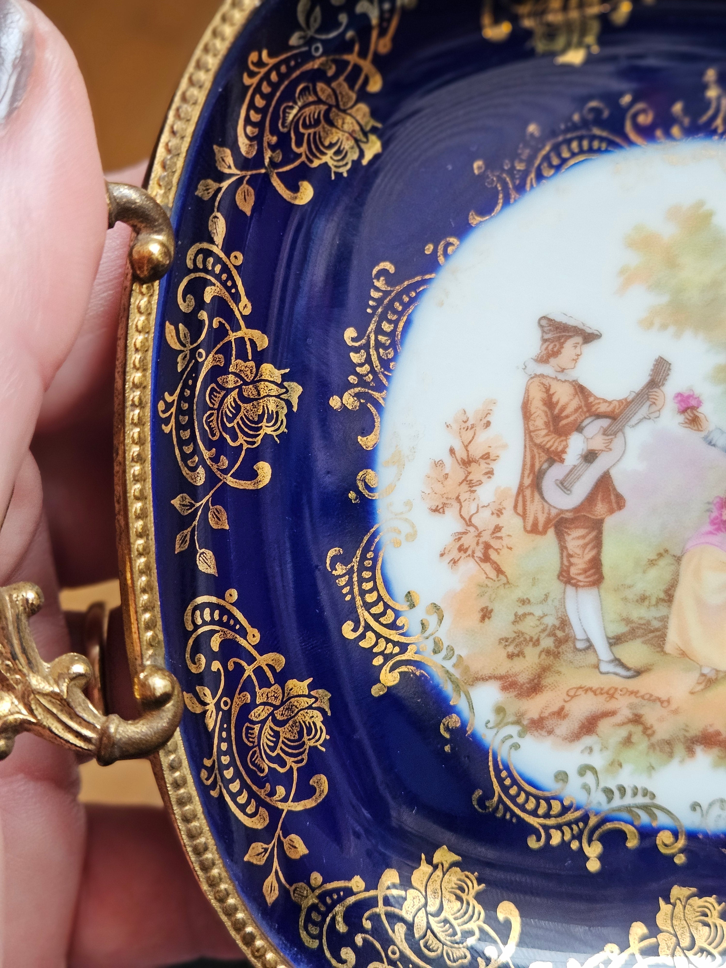 Limoges - Porta Joias / Mini Salva Fragonard e Bronze                                                                                                                                                                                                                                                                                                                                                                