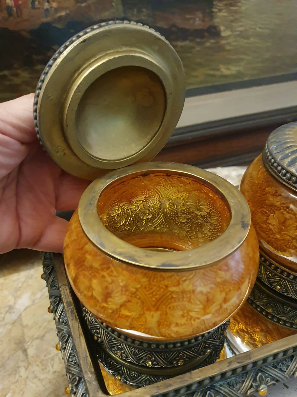 Maravilhoso conjunto italiano para servir frutas secas, Santini. Incrível!