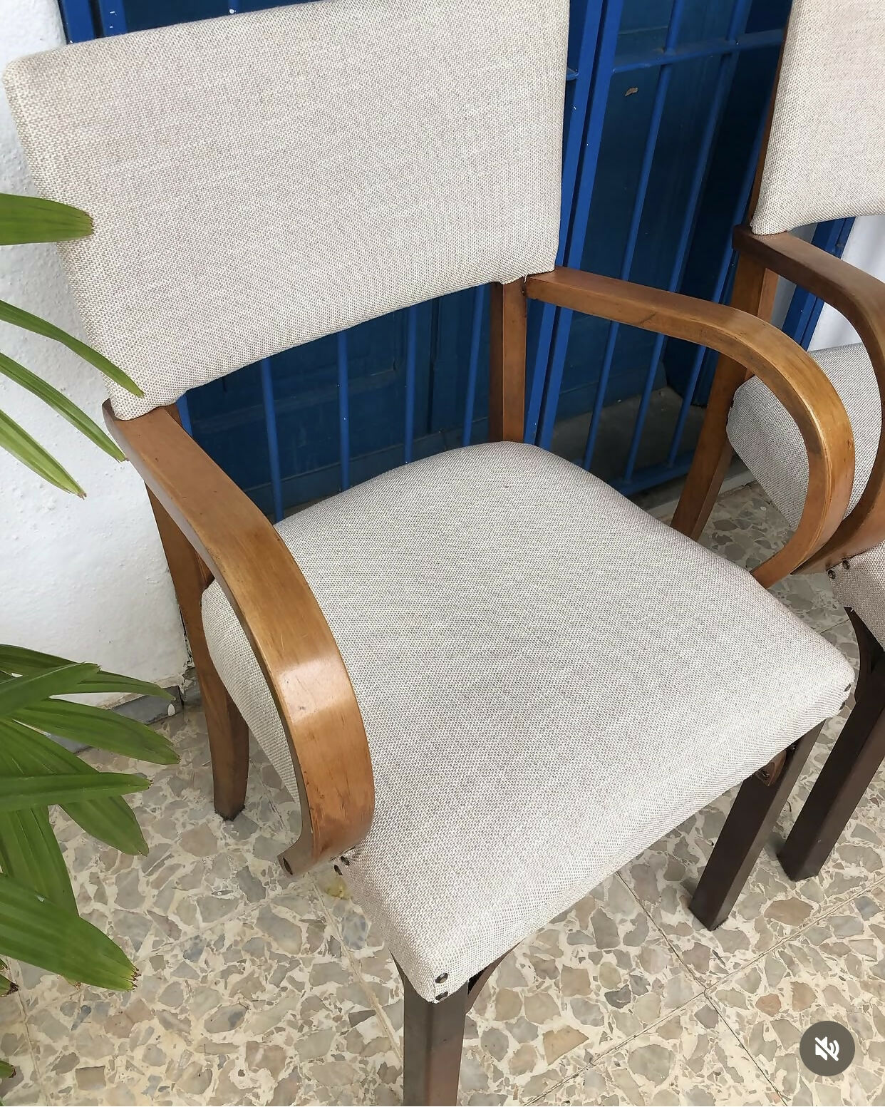 Poltronas em madeira e estofado claro (valor unitário)