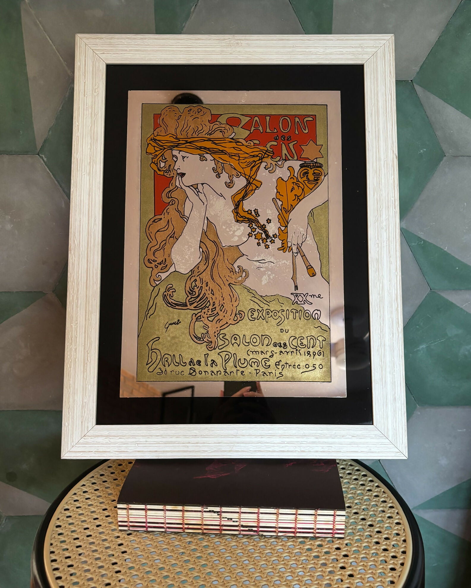 Quadro Espelhado com serigrafia da obra "Salon des cent", de Alphose Mucha
