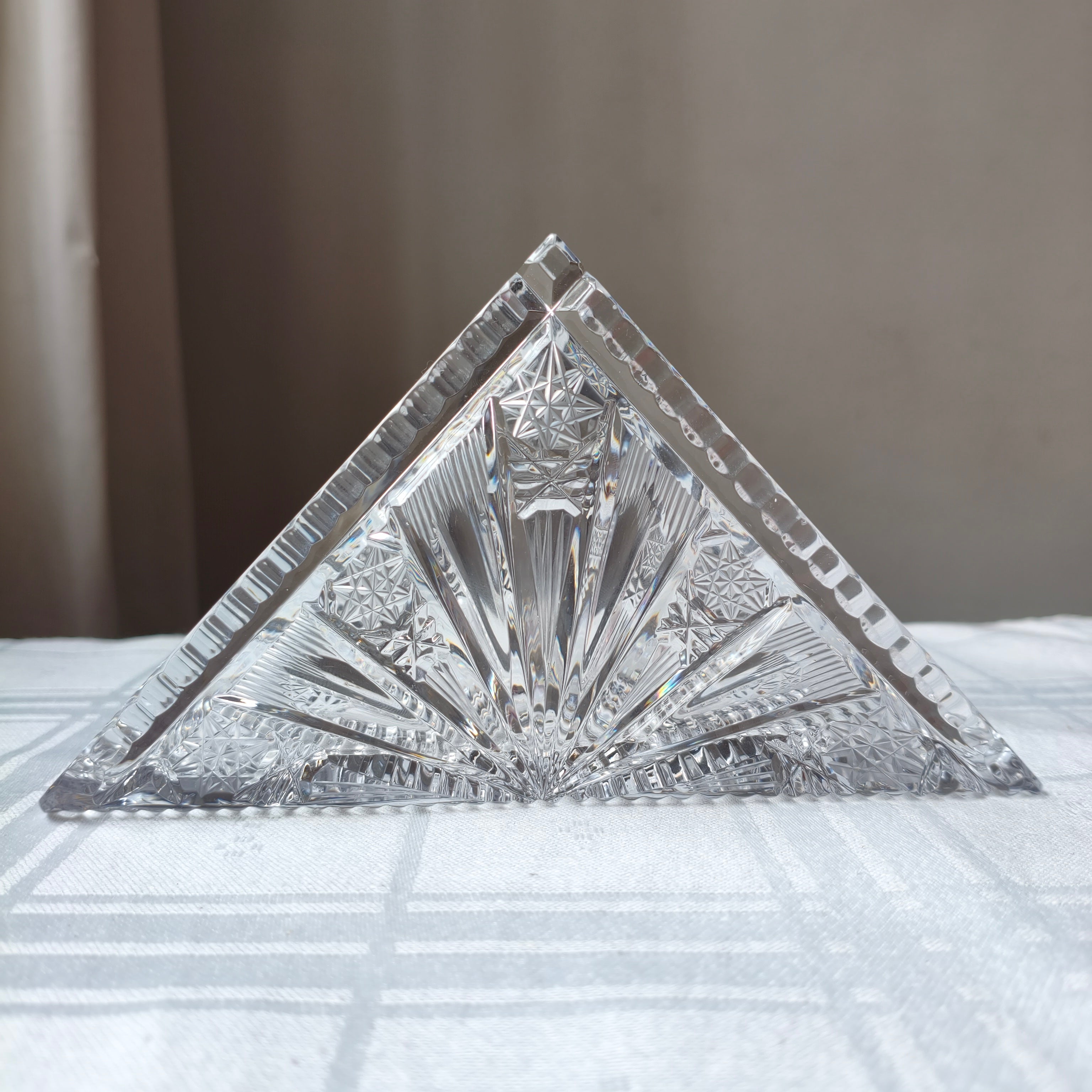 Porta-guardanapos em cristal lapidado