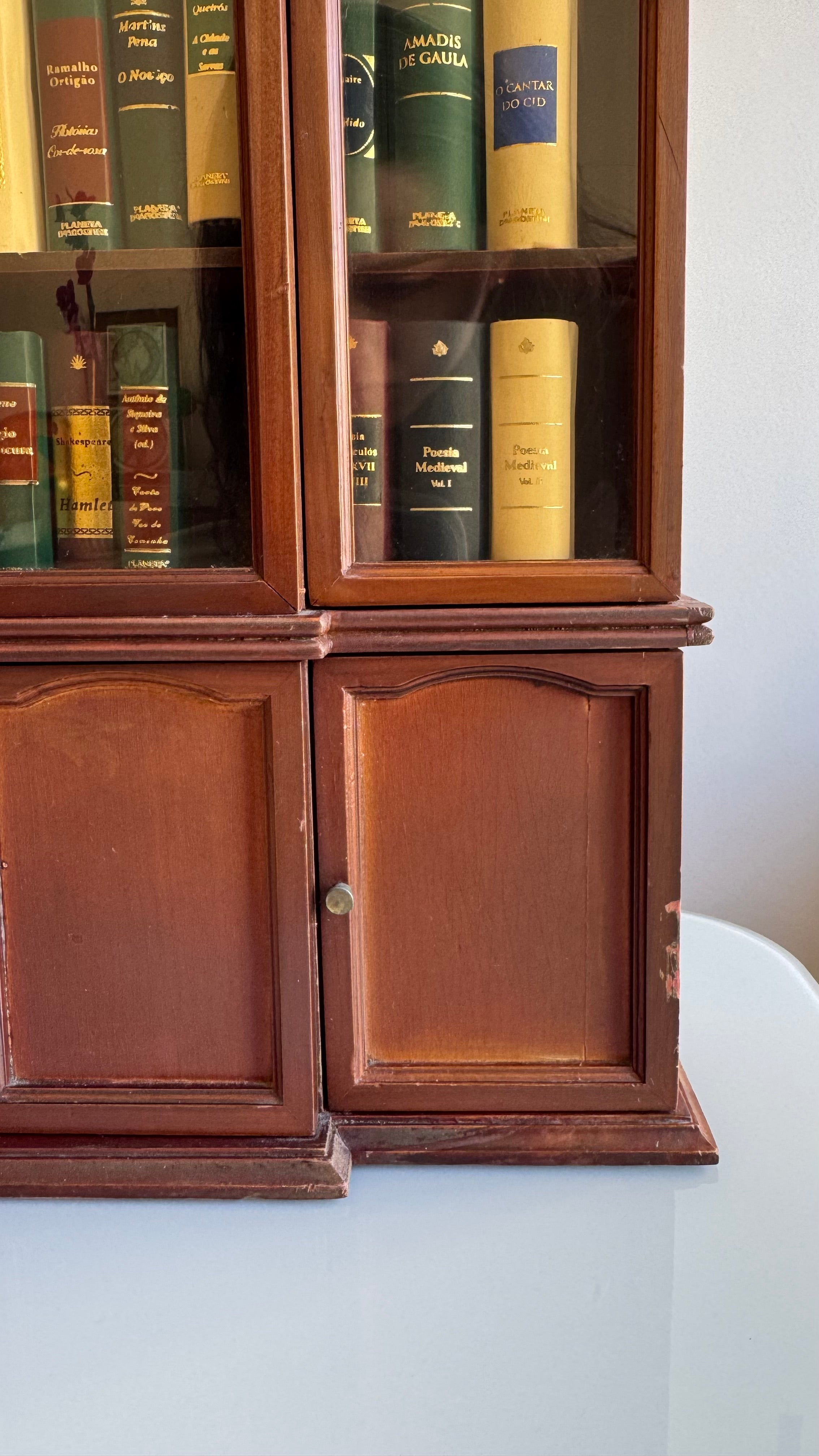 Coleção Grandes Obras da Literatura Universal em Miniatura em pequeno armário 