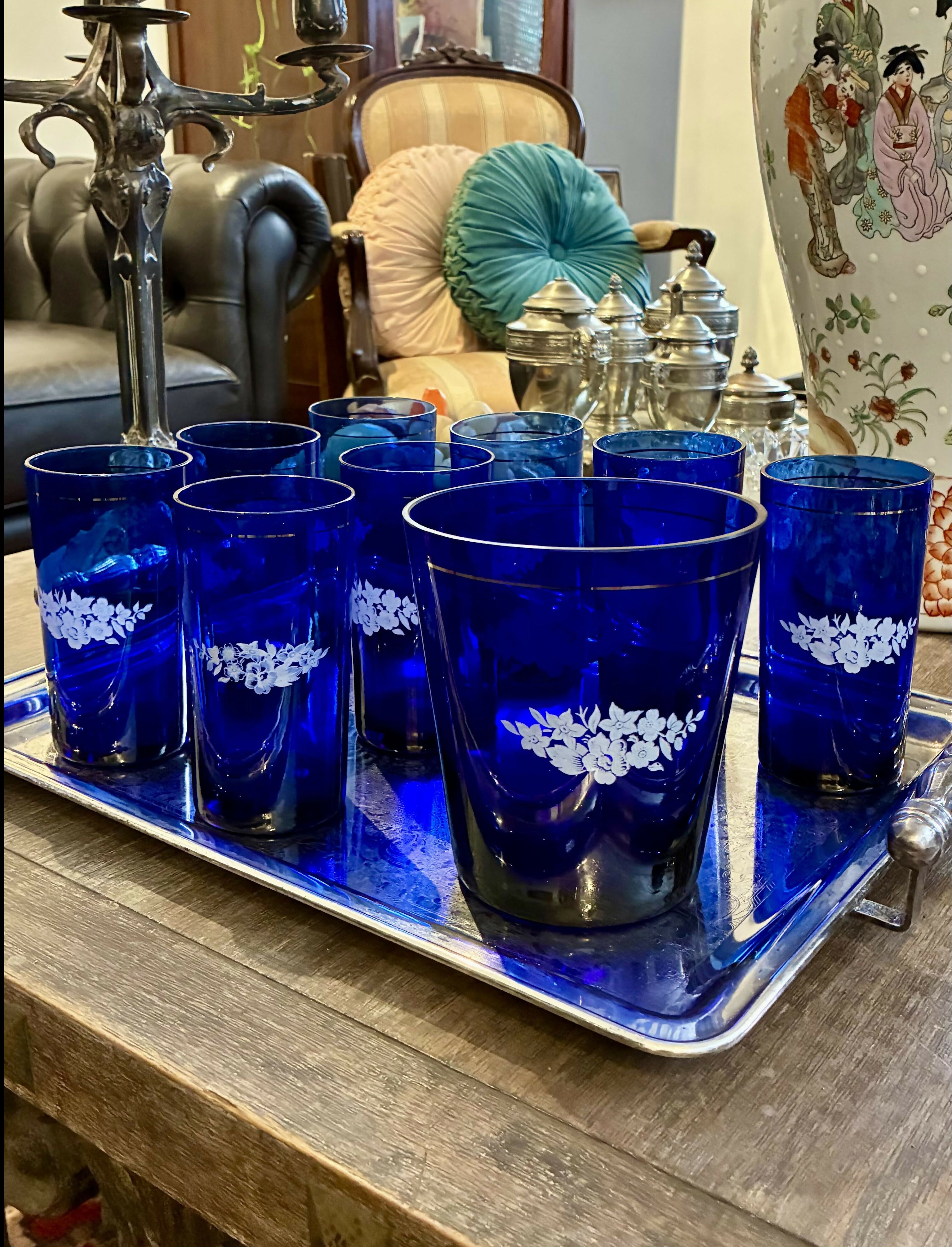 Jogo de Bar Cristal Azul
