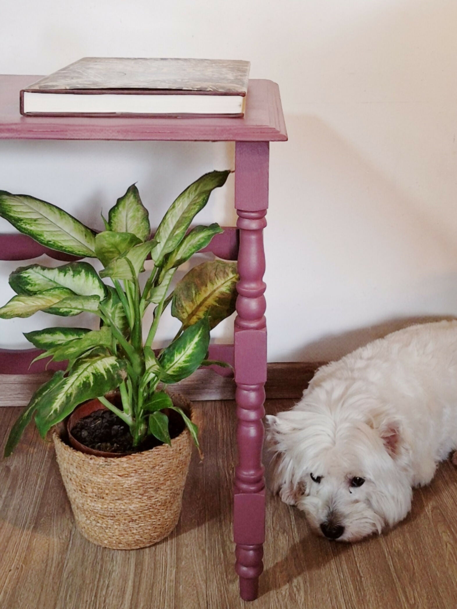 Mesa de apoio / lateral de madeira em cor cereja