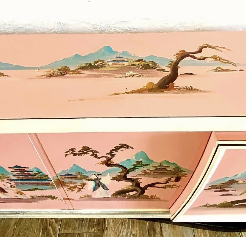 Buffet anos 50 em Chinoiserie Rosa
