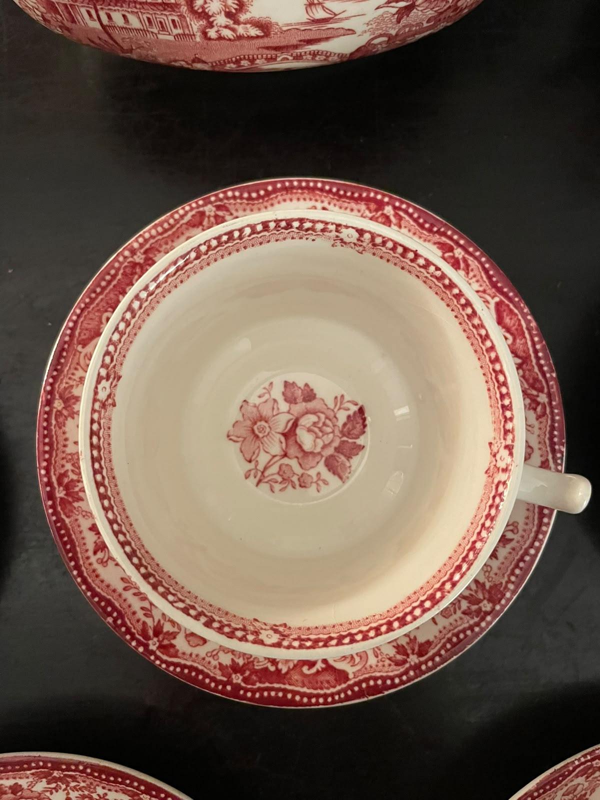 Conjunto de chá Alfred Meakin em vermelho 