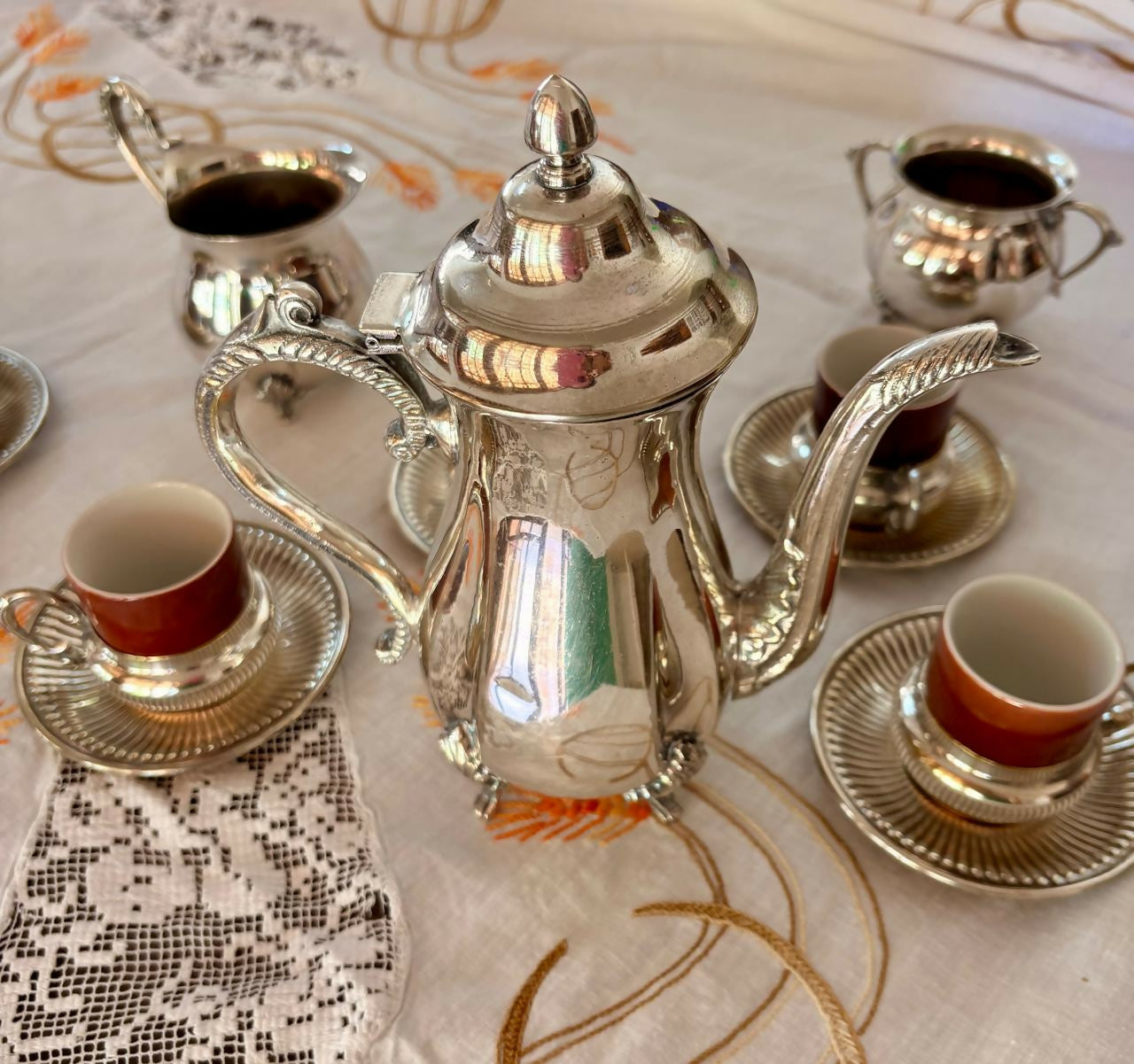 Jogo de café espanhol banhado a prata