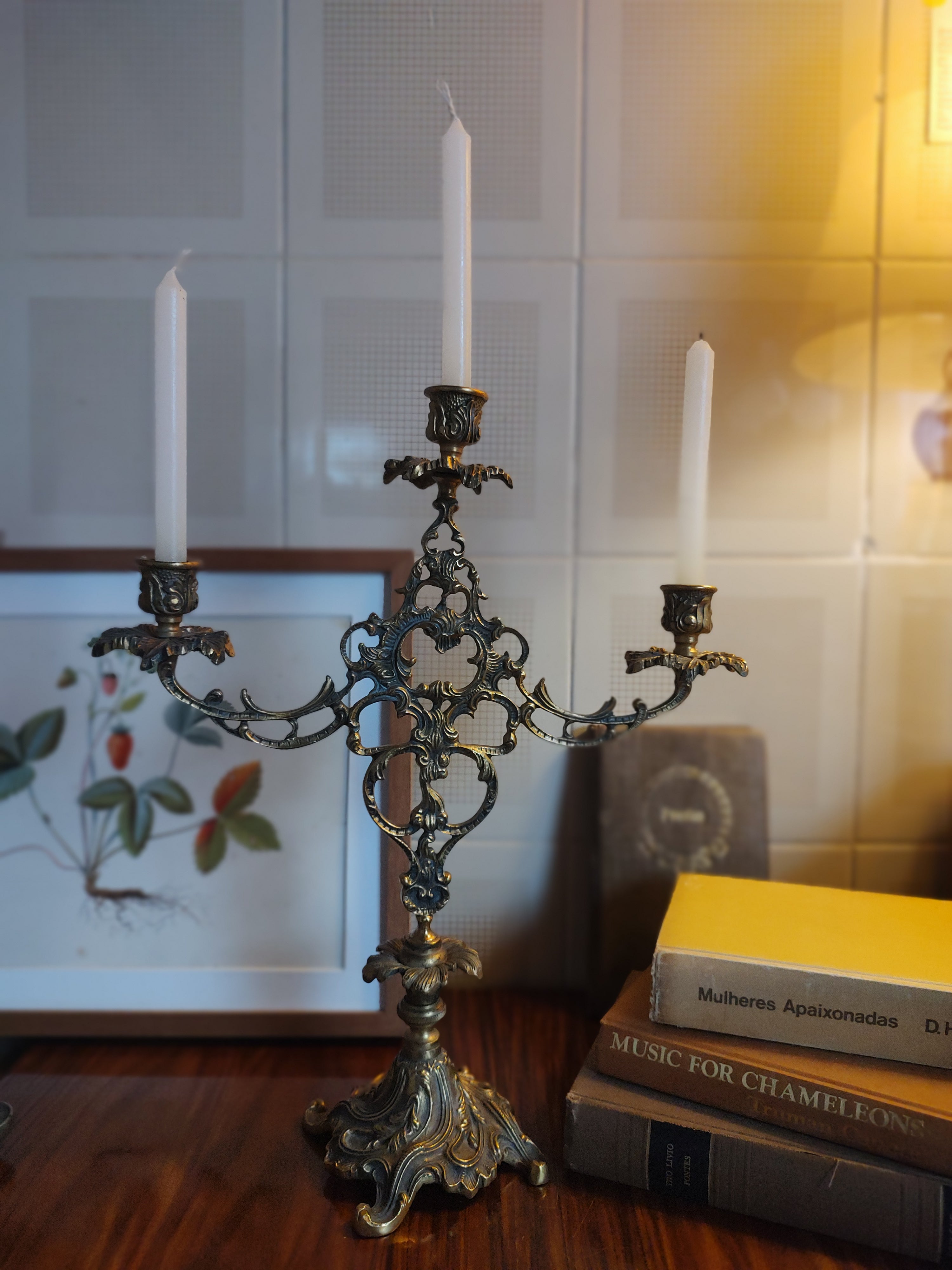 Candelabro em Bronze para três velas Metalúrgica Natalino Tomasi