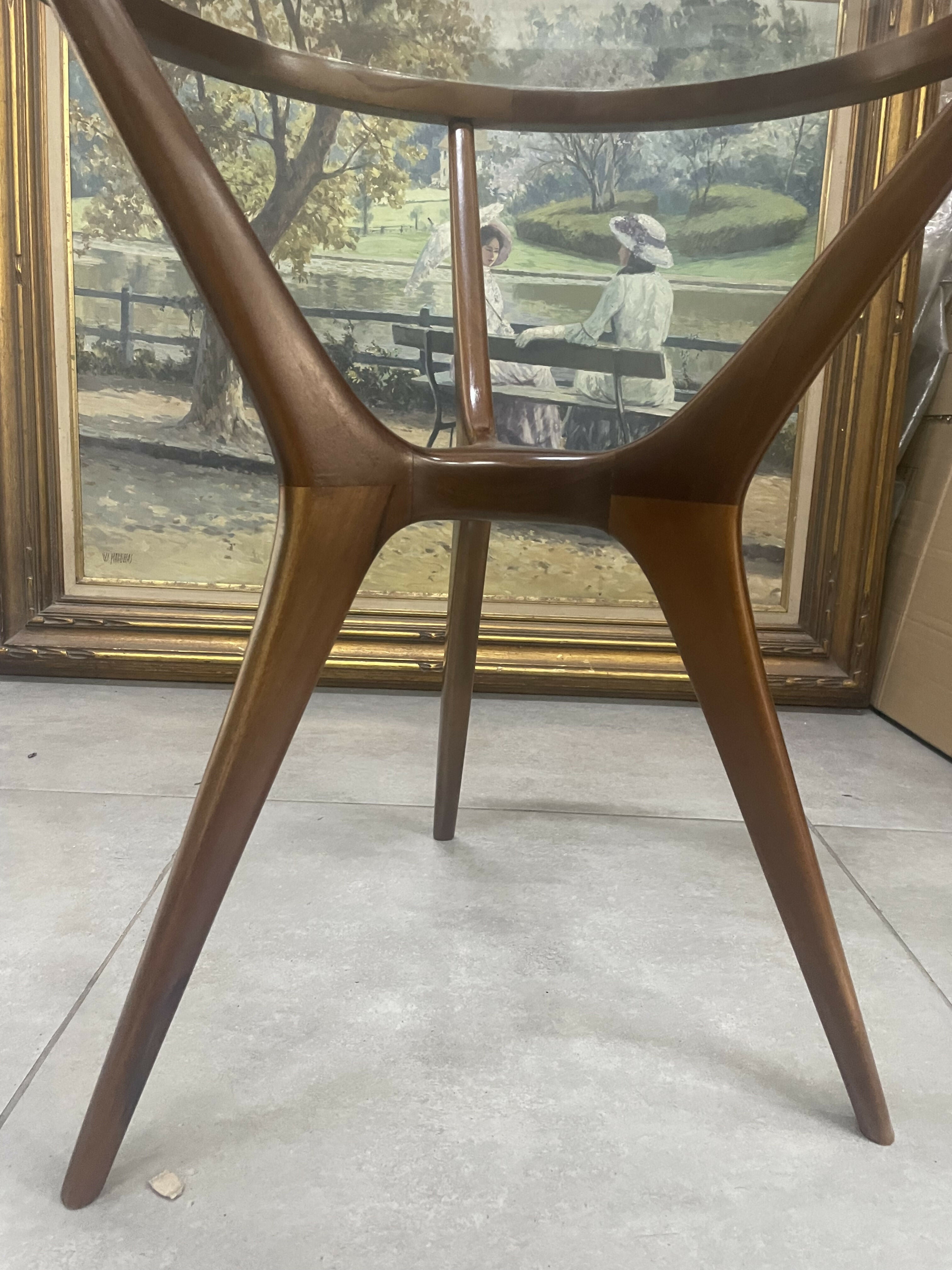 Mesa de Canto Scapinelli – Madeira Freijó e Vidro, Anos 60