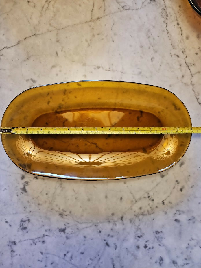 Conjunto Duralex âmbar original – travessas, pratos fundos e saladeira