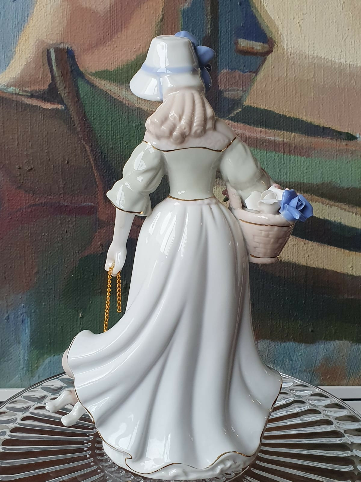 Escultura em porcelana vintage espanhola Lladró representando Dama com Cachorro. Lindíssima e intacta!