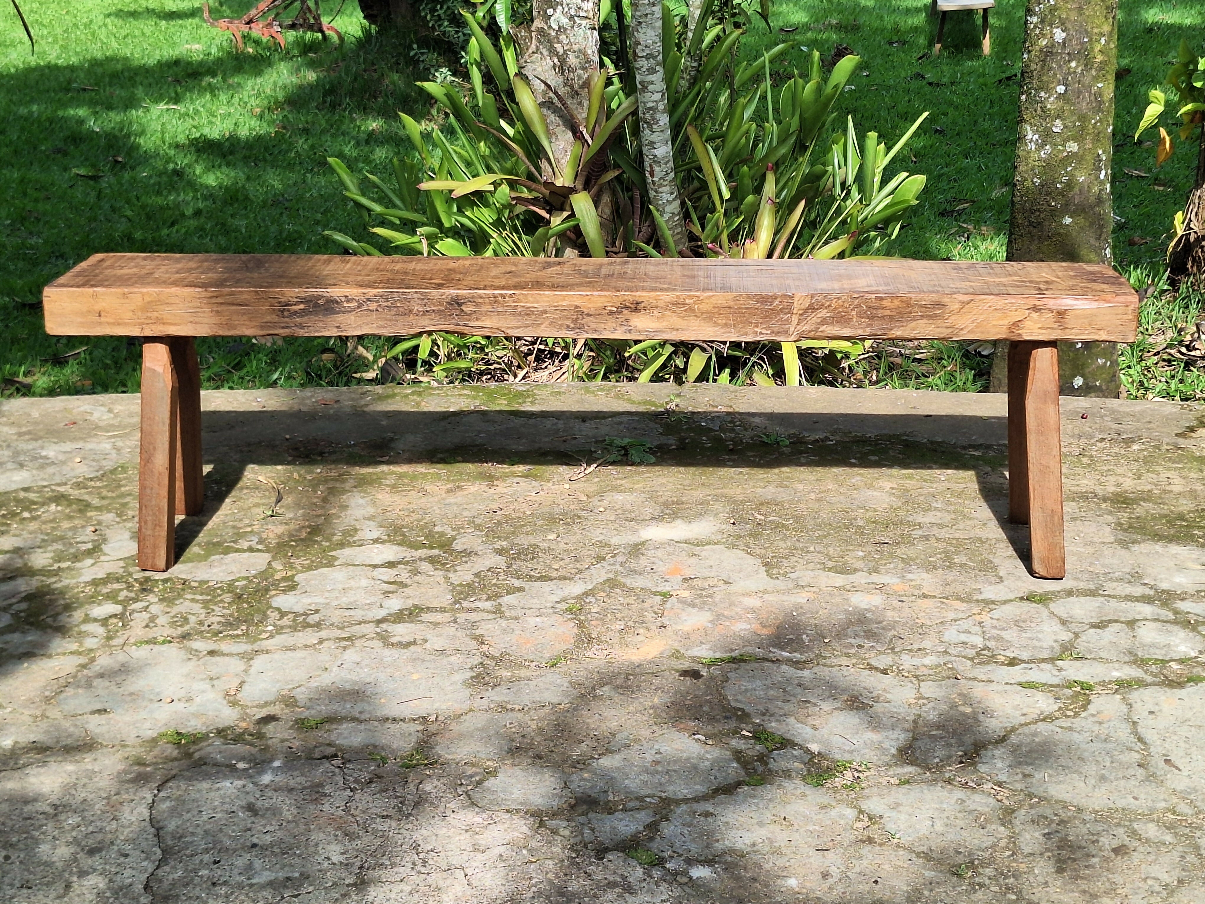 Banco de Dormente Rústico Madeira Maciça Garimpo Mineiro