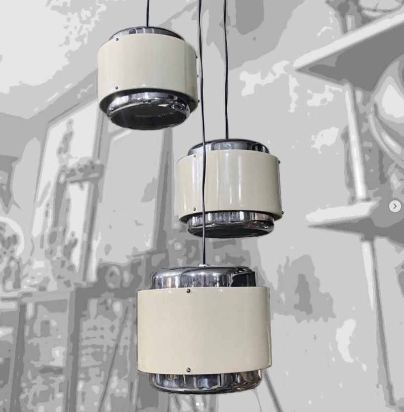 Luminária antiga restaurada - pendente triplo