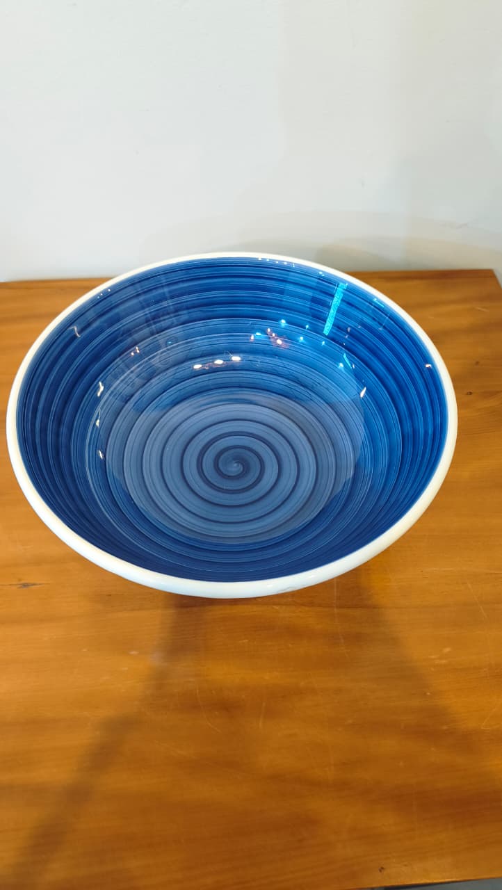 Tigela Italiana La Primula – Cerâmica Esmaltada Branca e Azul | Made In Italy
