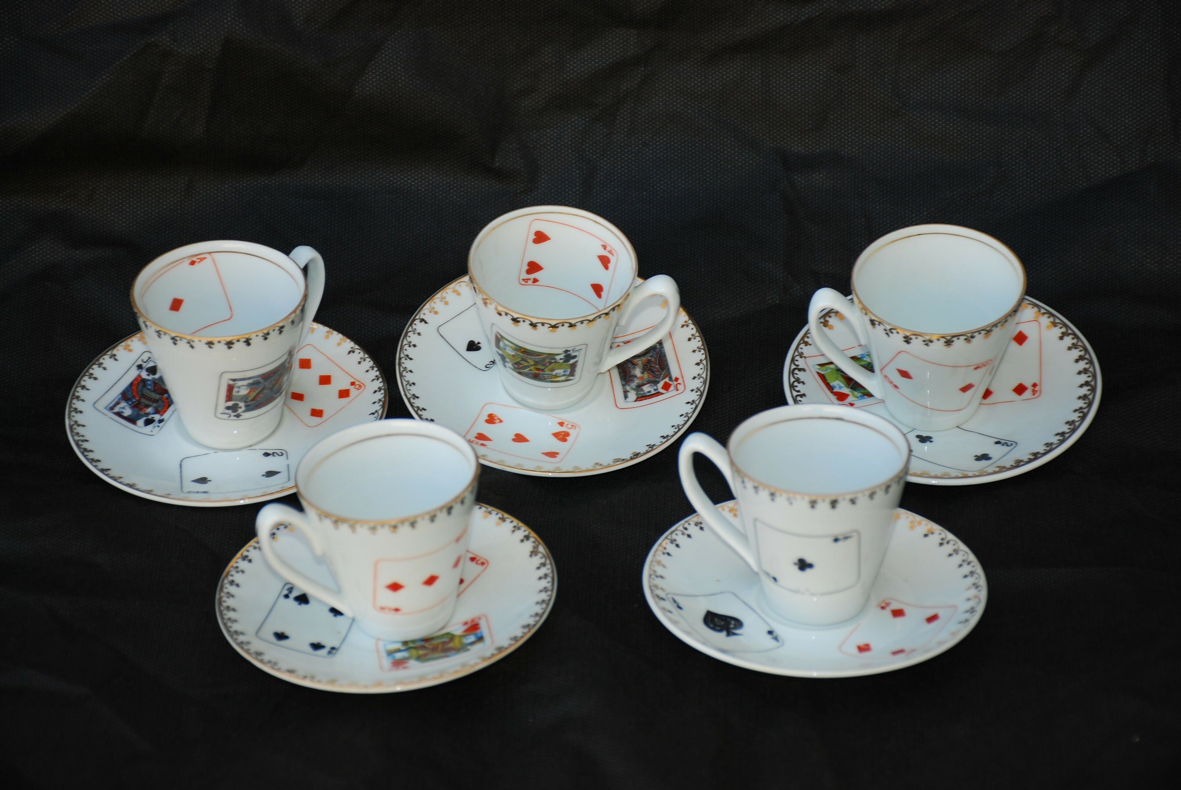 jogo de café Porcelana Real anos 60 - porcelana decoração cartas baralho .