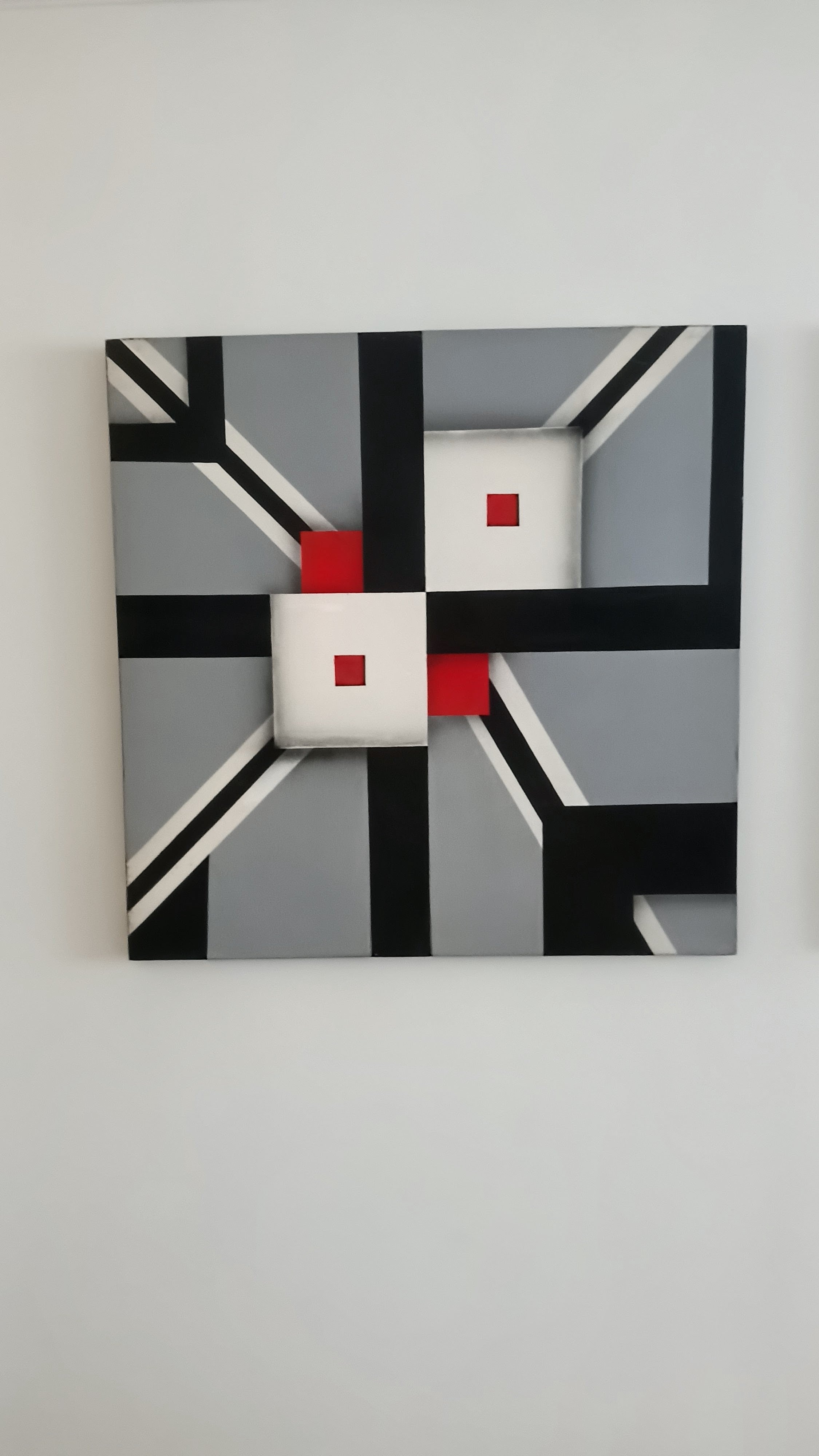 M. Agudelo - Quadro Acrílico sobre Tela - "Concreto" - Ilusão de Ótica e Profundidade - 1,00x1,00m