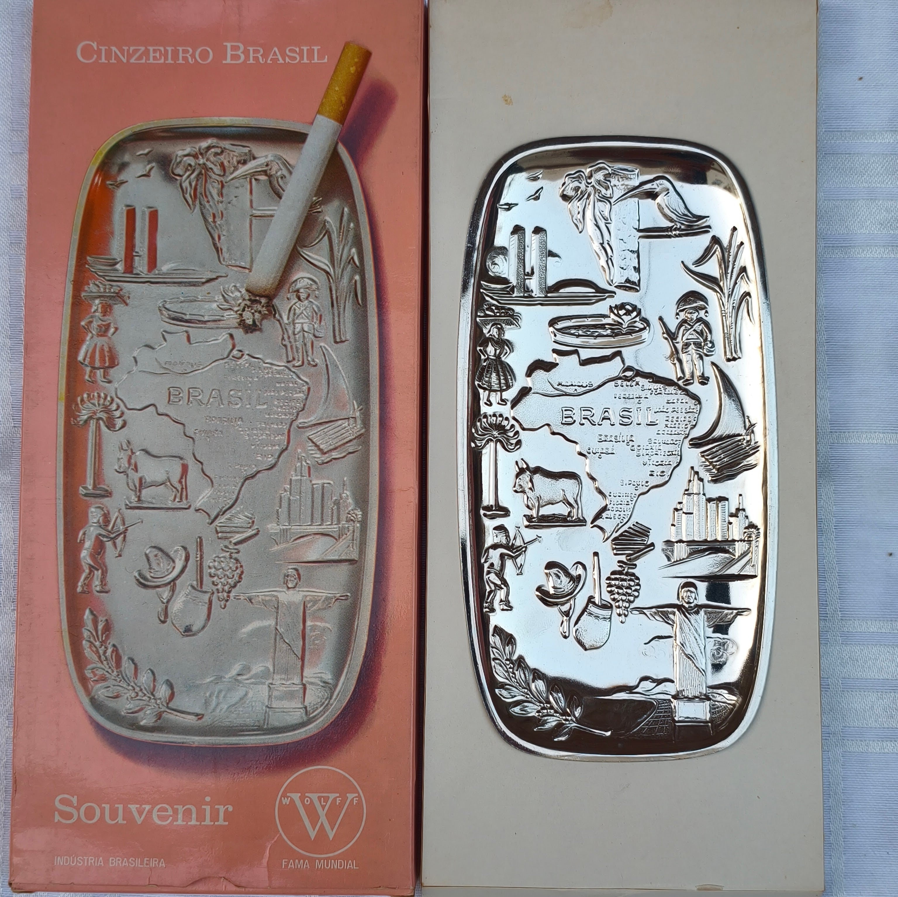 Cinzeiro em inox Wolff - souvenir Brasil