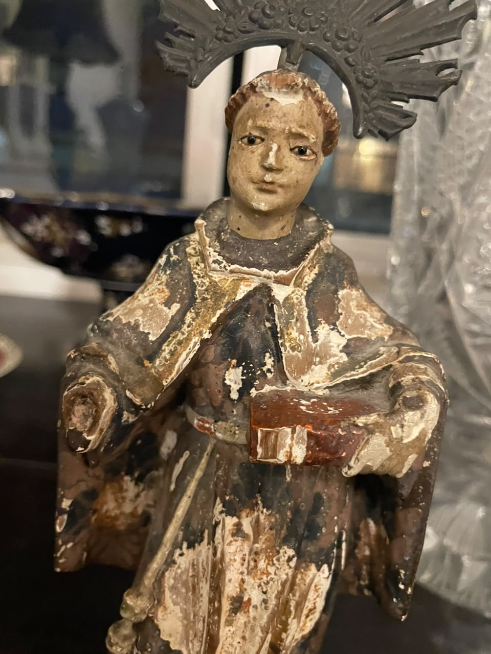 Santo Antônio em madeira e prata de lei