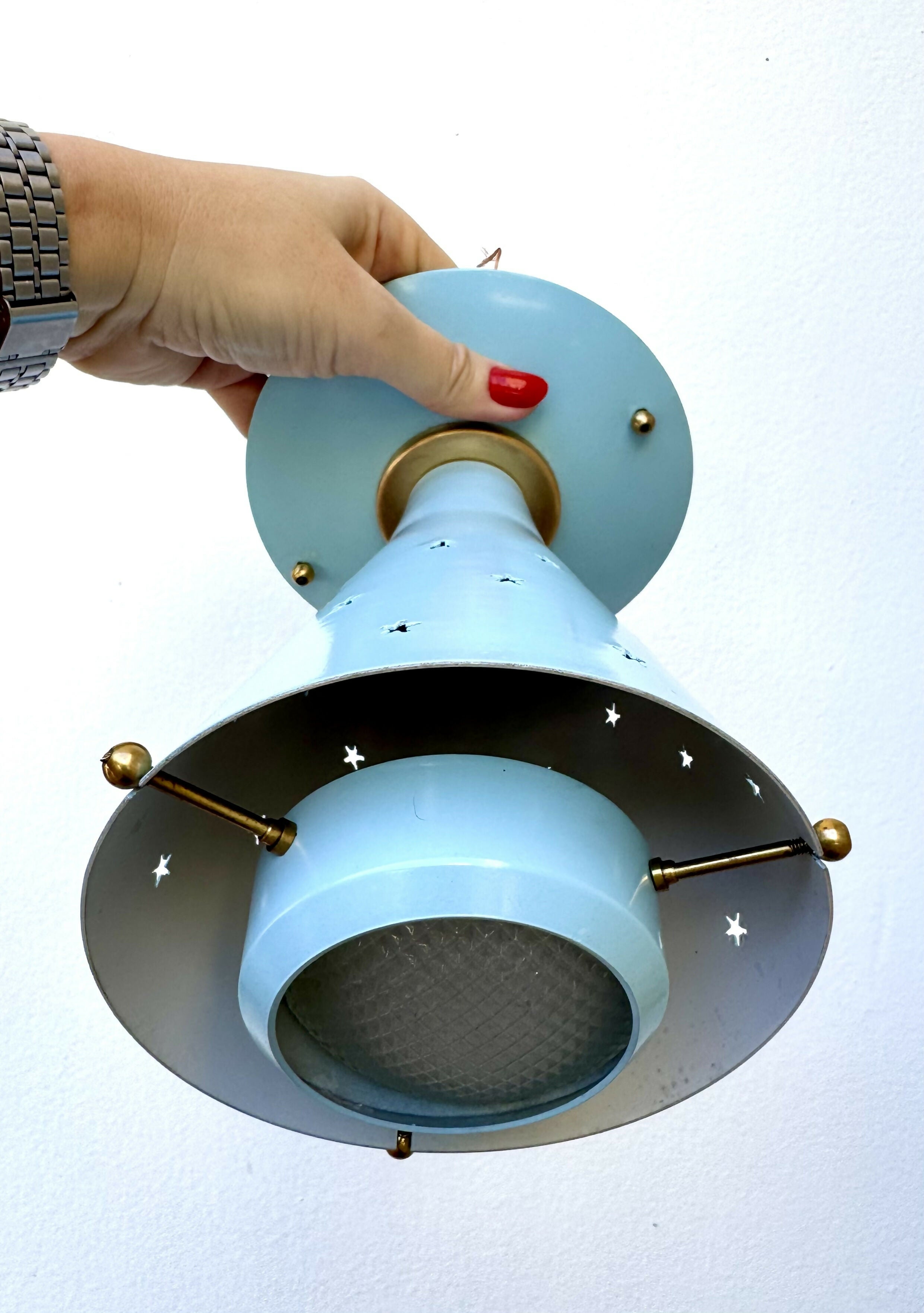 Anos 50 Luminária azul com estrelas