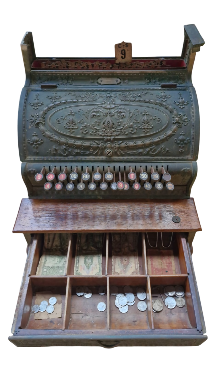 Imponente e Rara Caixa Registradora da marca National do Ínício do Séc. XX