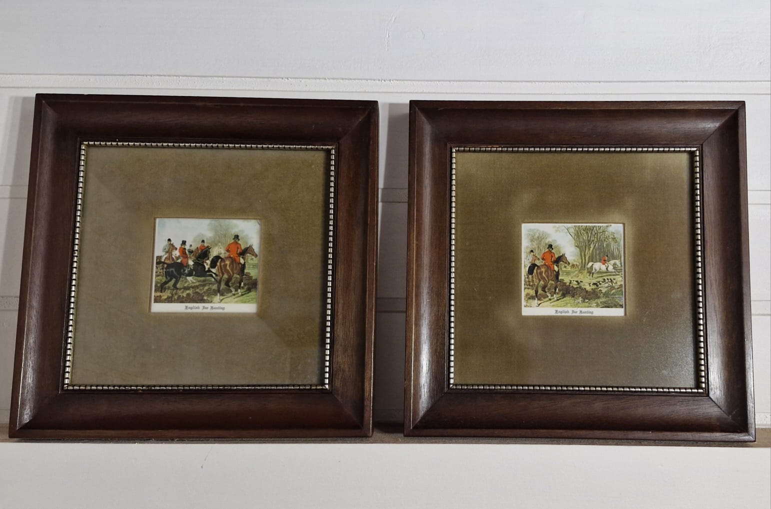 Nobre par de quadros caçada inglesa