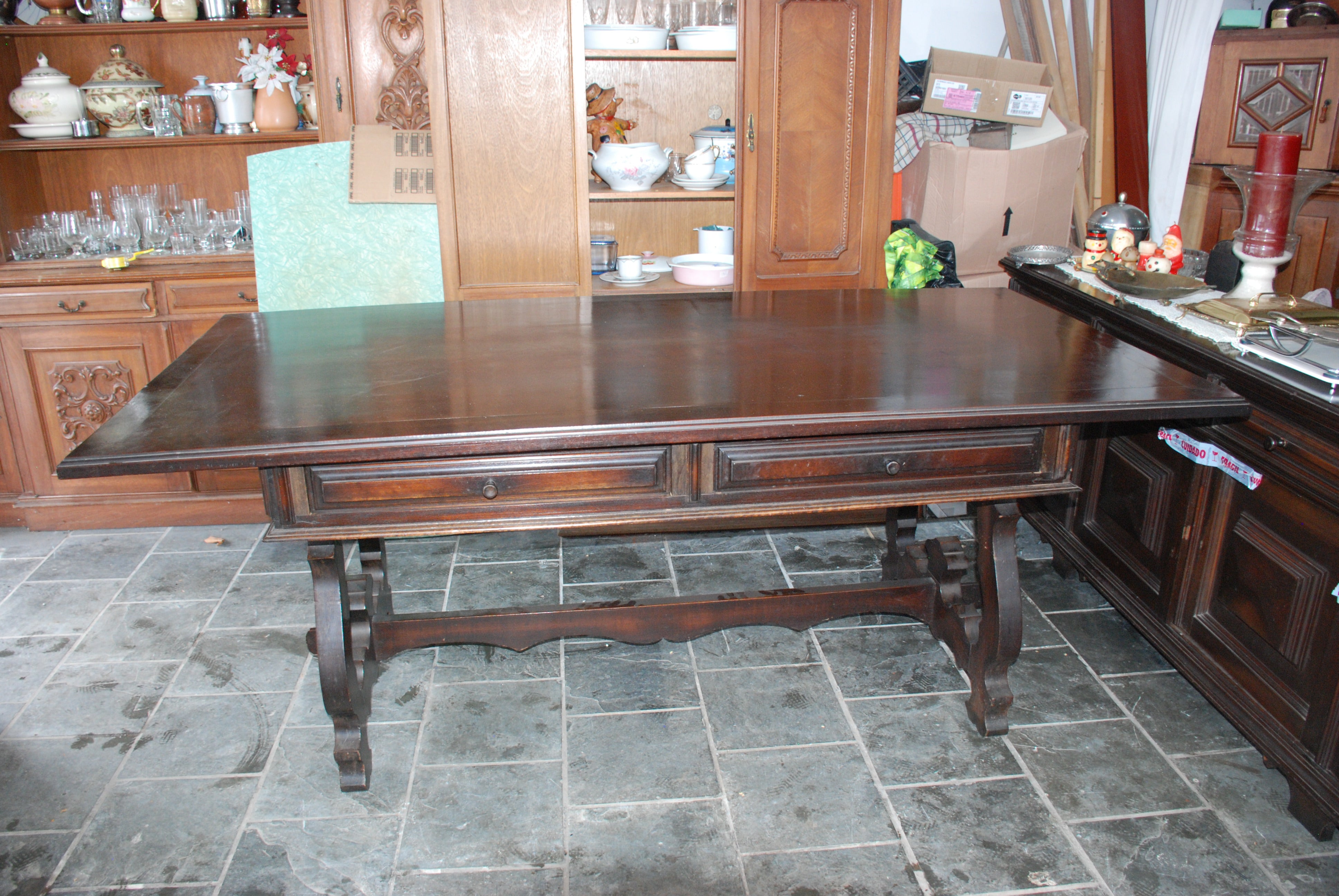 Mesa de jantar Retangular PORTUGUESA anos 60 , 8 cadeiras estofadas