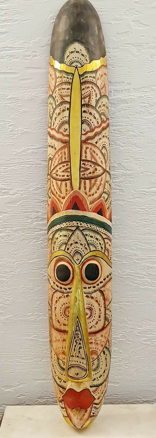 Lindíssima e enorme máscara Tiki indonésia. Perfeito estado!