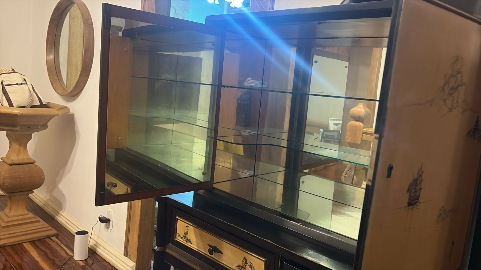 Bar Chinoiserie Anos 50 em laca preta - Art Déco-Oriental