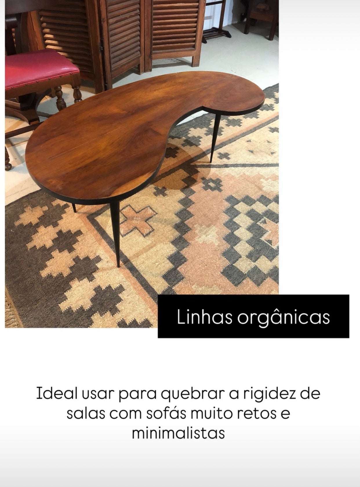 Mesa feijão de madeira e pés palito