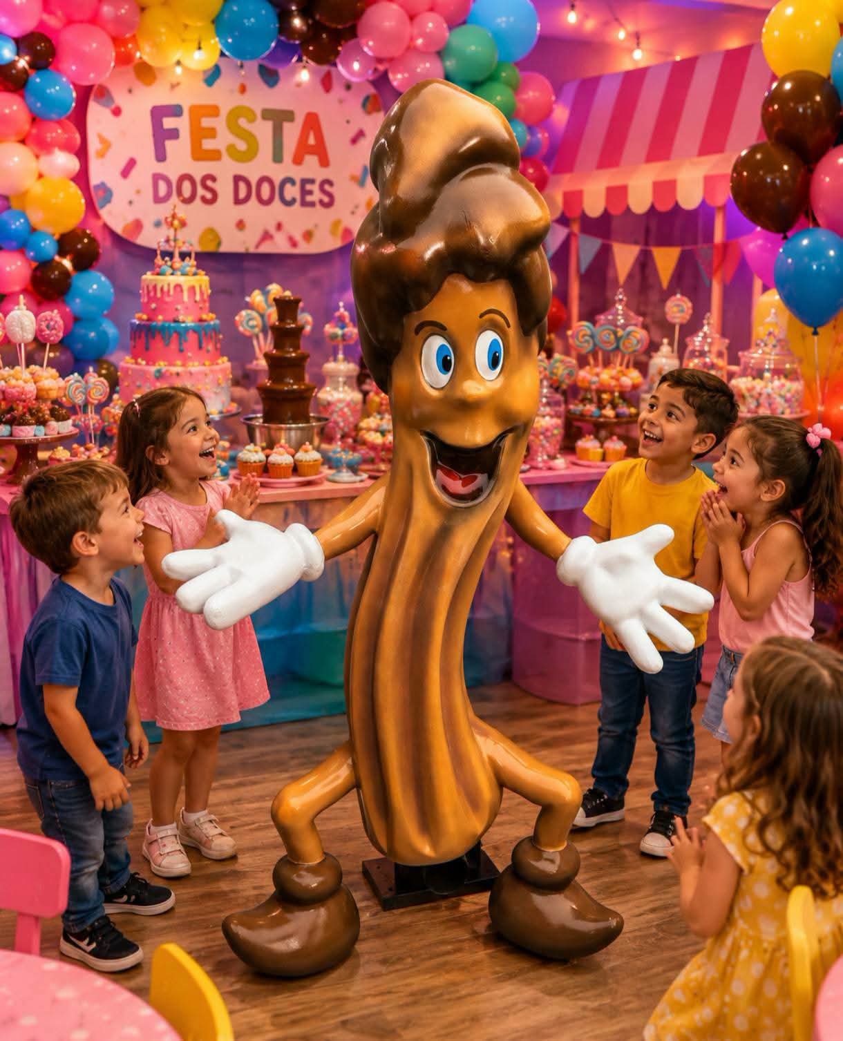 Boneco Churros Gigante em fibra de vidro 