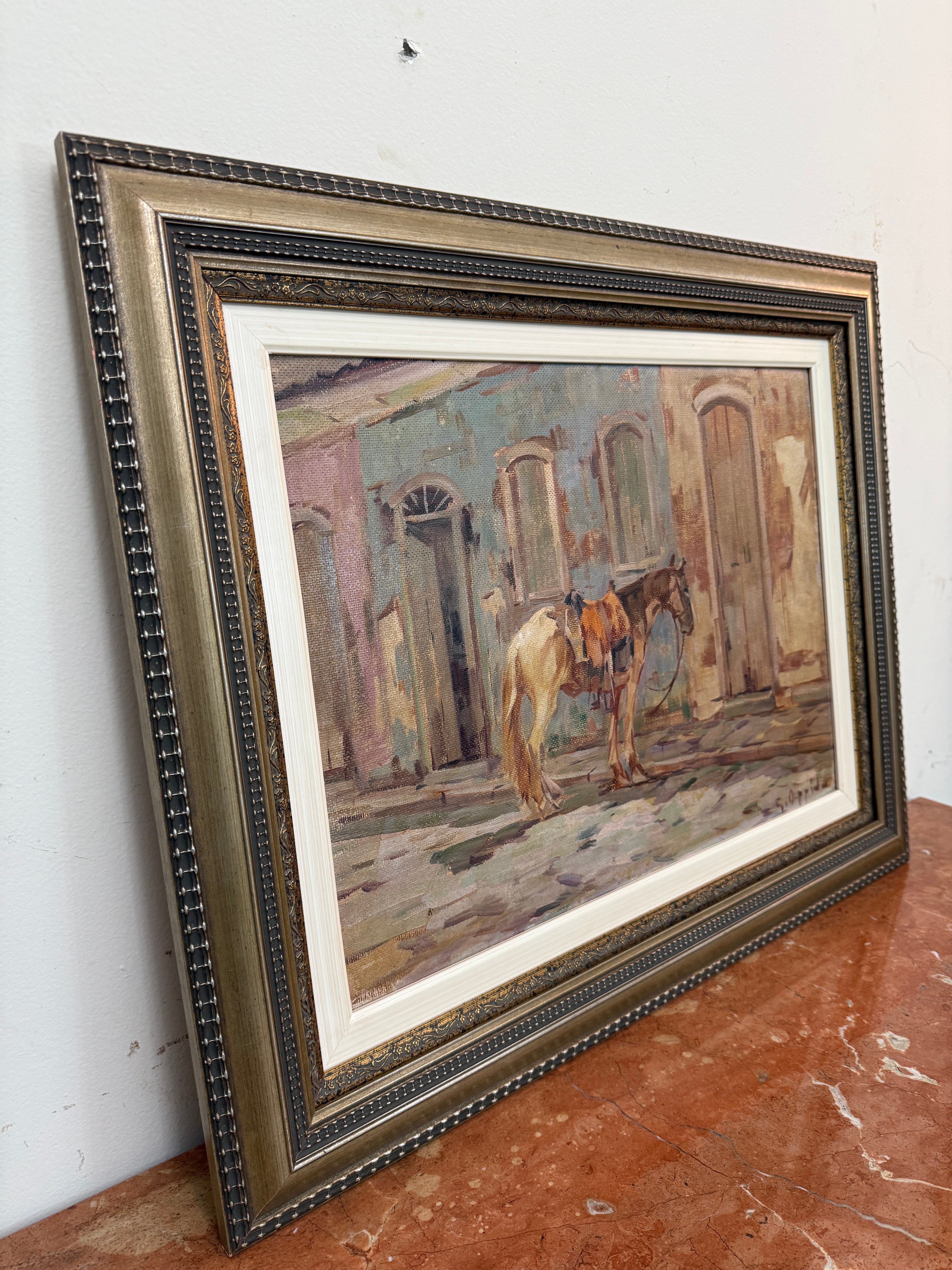 Belíssimo quadro do Giovanni Óppido retratando cavalo (0,71 x 0,58) 